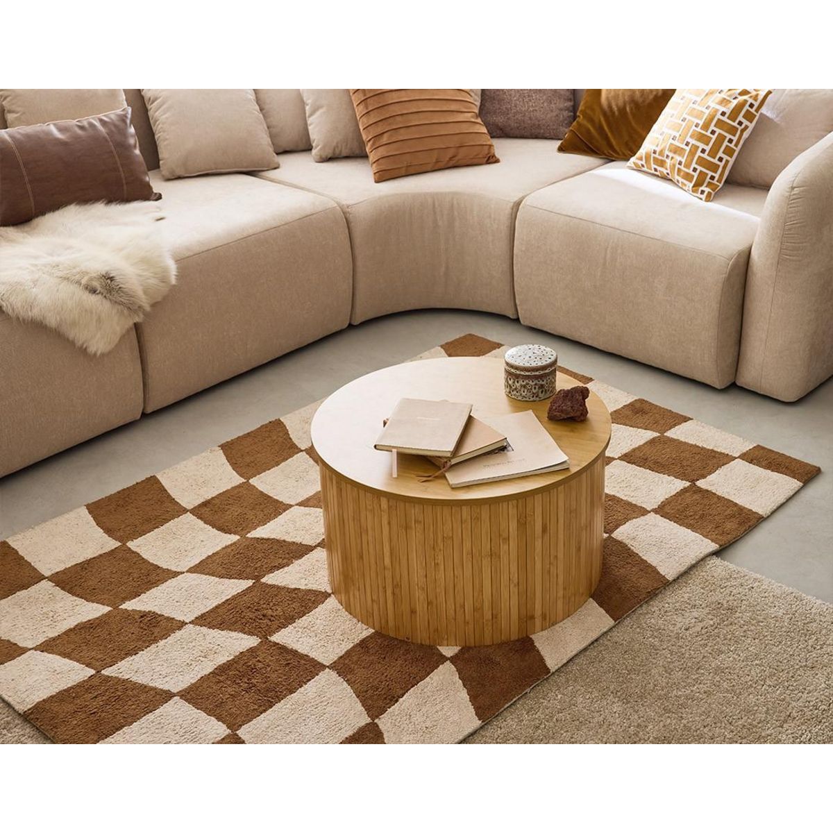 LISA DESIGN Ikare - canapé modulable panoramique - 7 places - en tissu