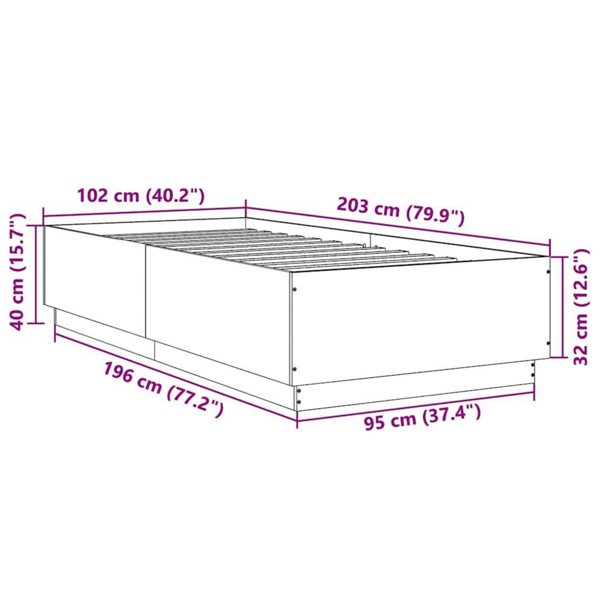 VIDAXL Cadre de lit sans matelas chene fume 100x200 cm