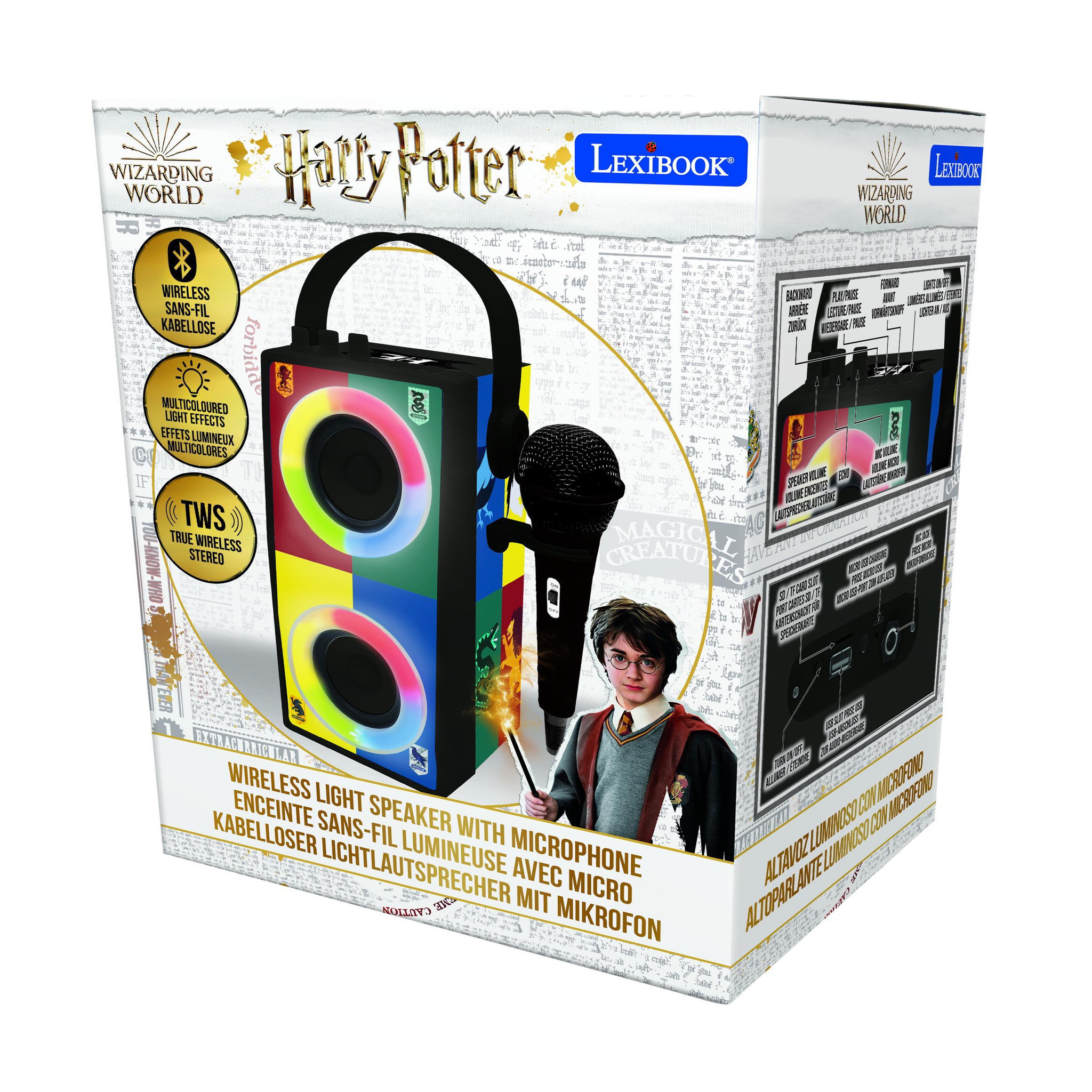 Voir la diapositive 5 : Lexibook Enceinte Bluetooth portable avec micro et effets lumineux Harry Potter