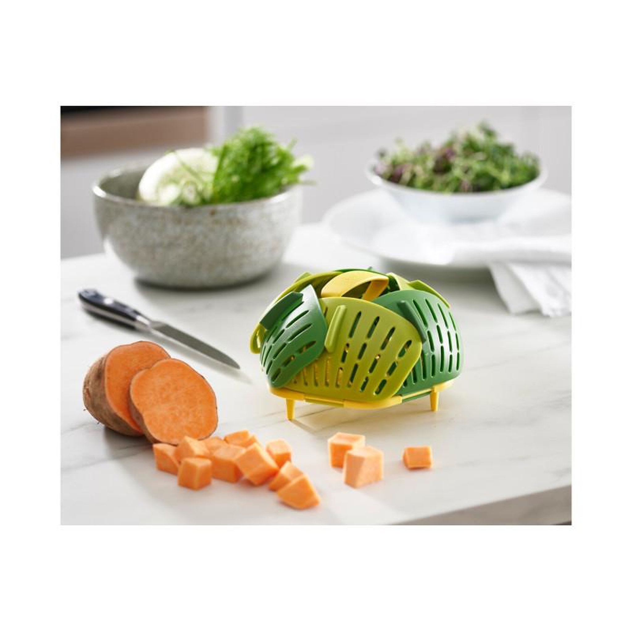 Voir la diapositive 3 : Joseph Joseph Accessoire de cuisine Joseph Joseph Bloom Panier vapeur pliable et anti rayures vert