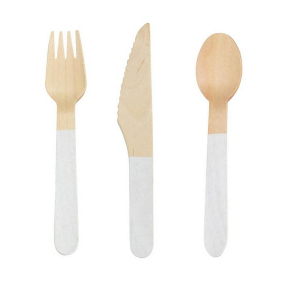 Paris Prix Lot de 18 Couverts en Bois  Diego  16cm Blanc