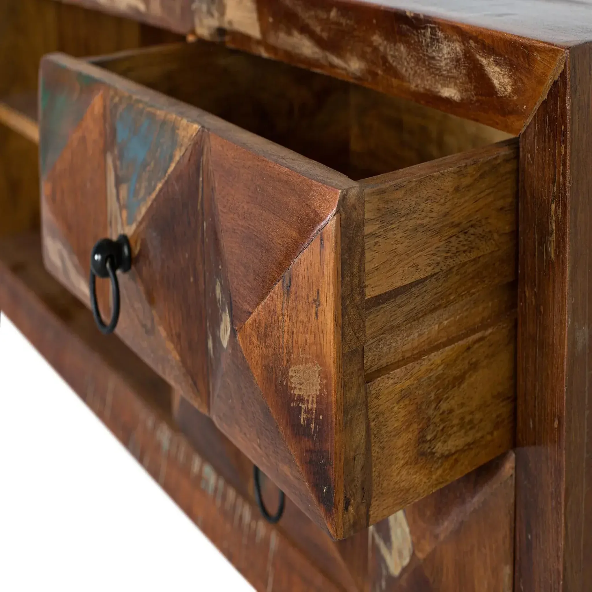 Voir la diapositive 4 : GINER Y COLOMER SL Meuble tv en bois recyclé 150 cm style industriel moderne