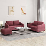 VIDAXL Ensemble de canapes 3 pcs avec coussins Rouge bordeaux Tissu