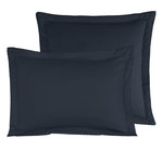 Sensei Maison Lot de 2 taies d'oreiller rayées en satin de coton 120 fils VERSALUXE. Coloris disponibles : Gris, Bleu, Blanc, Marron, Orange