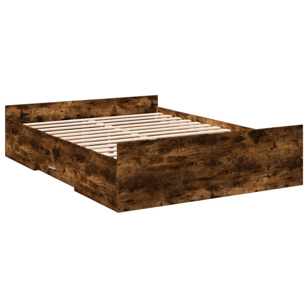 VIDAXL Cadre de lit avec tiroirs sans matelas chene fume 120x200 cm