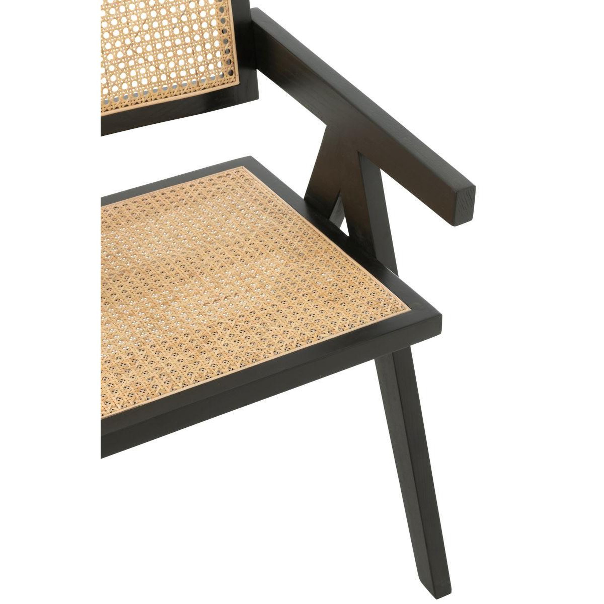 Voir la diapositive 6 : J-LINE Chaise cannage en bois  grid  80cm noir