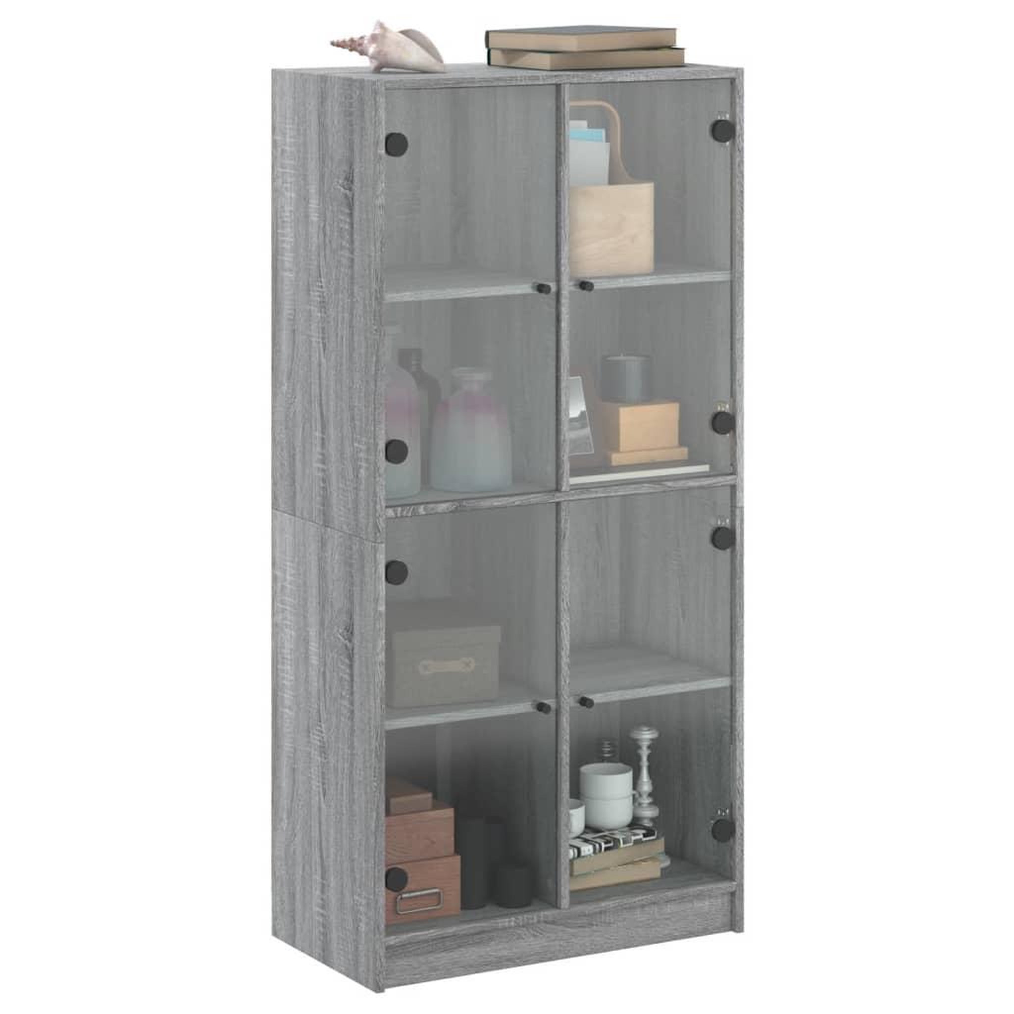 Voir la diapositive 5 : VIDAXL Buffet haut avec portes gris sonoma 68x37x142cm bois ingenierie