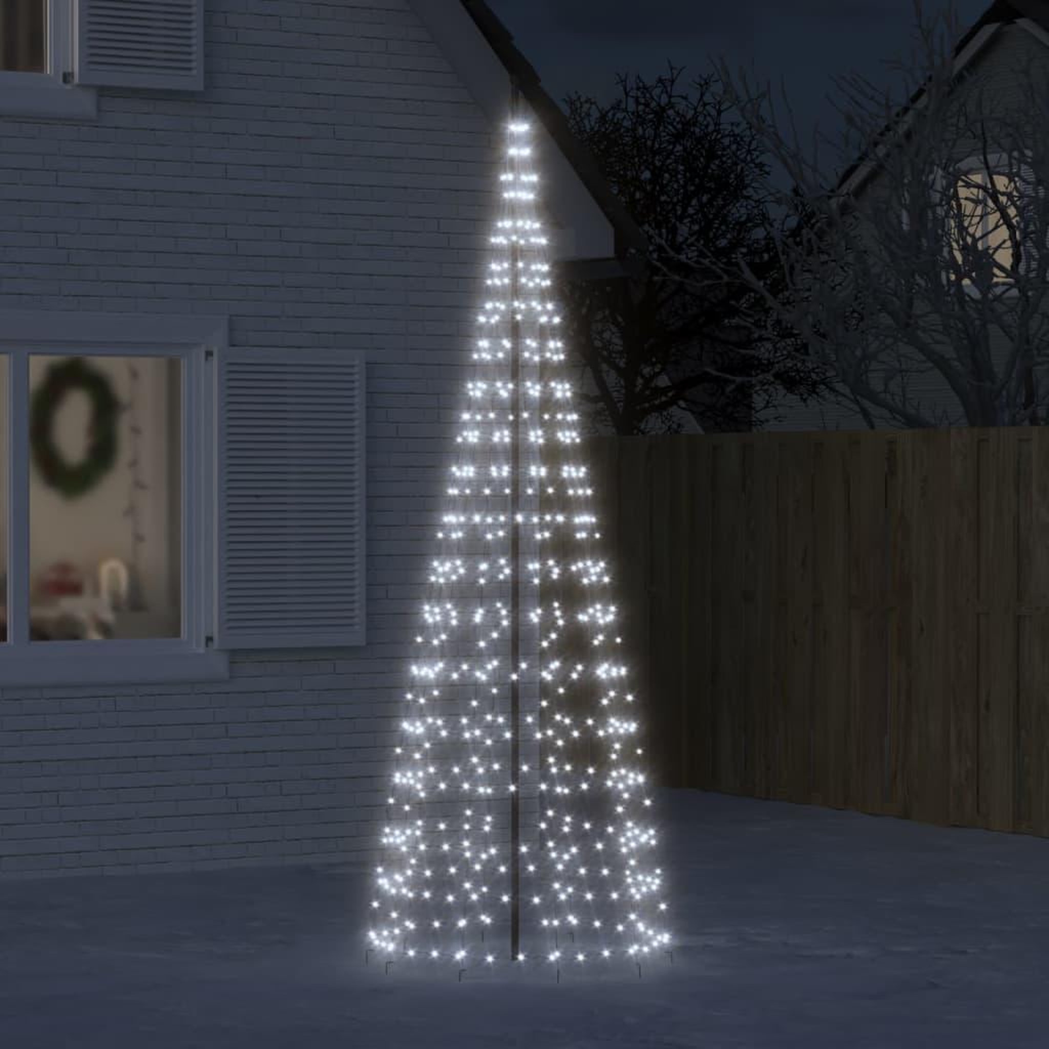 VIDAXL Sapin de Noël a LED sur mat de drapeau 550 LED blanc 300 cm