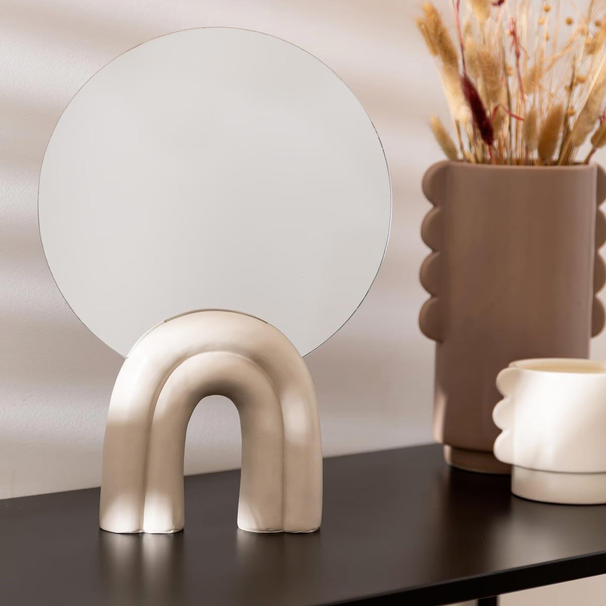 Voir la diapositive 3 : ATMOSPHERA Miroir à poser design  wavy bliss  35cm blanc