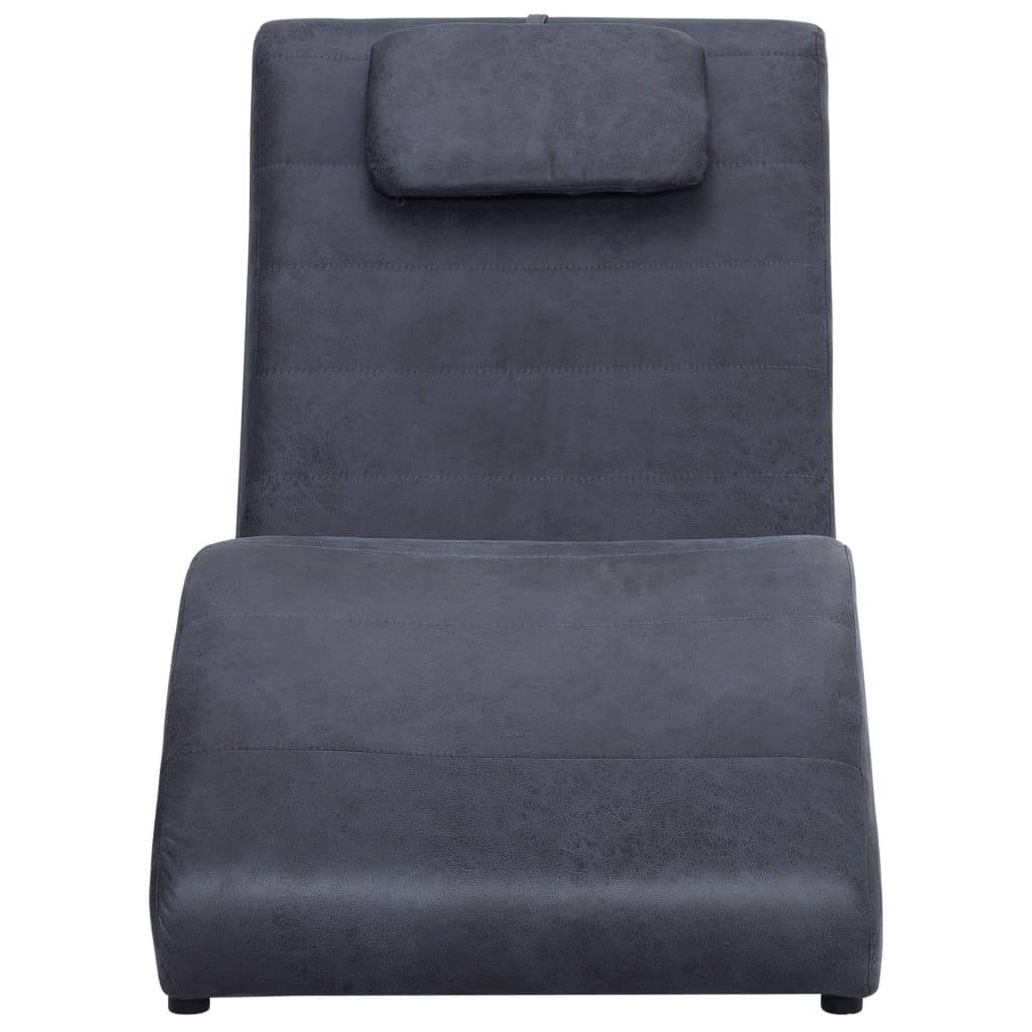 Voir la diapositive 3 : VIDAXL Chaise longue avec oreiller Gris Similicuir daim