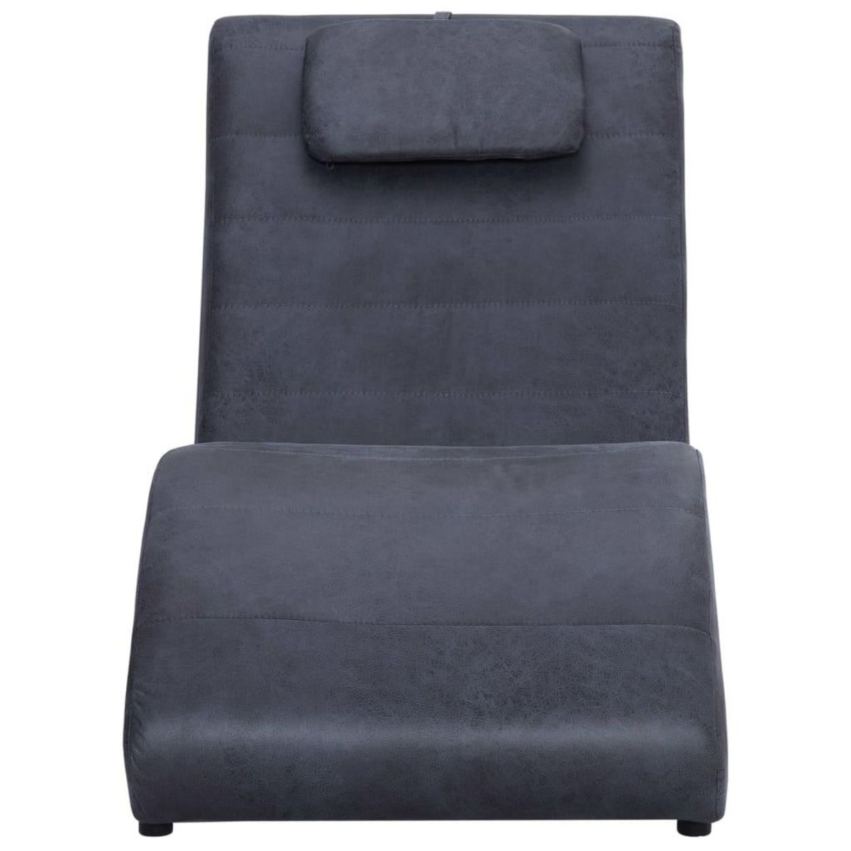 VIDAXL Chaise longue avec oreiller Gris Similicuir daim