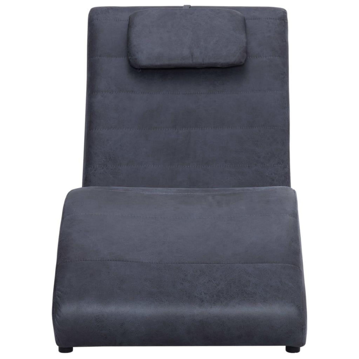 VIDAXL Chaise longue avec oreiller Gris Similicuir daim
