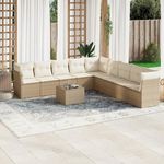 VIDAXL Salon de jardin avec coussins 10 pcs beige resine tressee