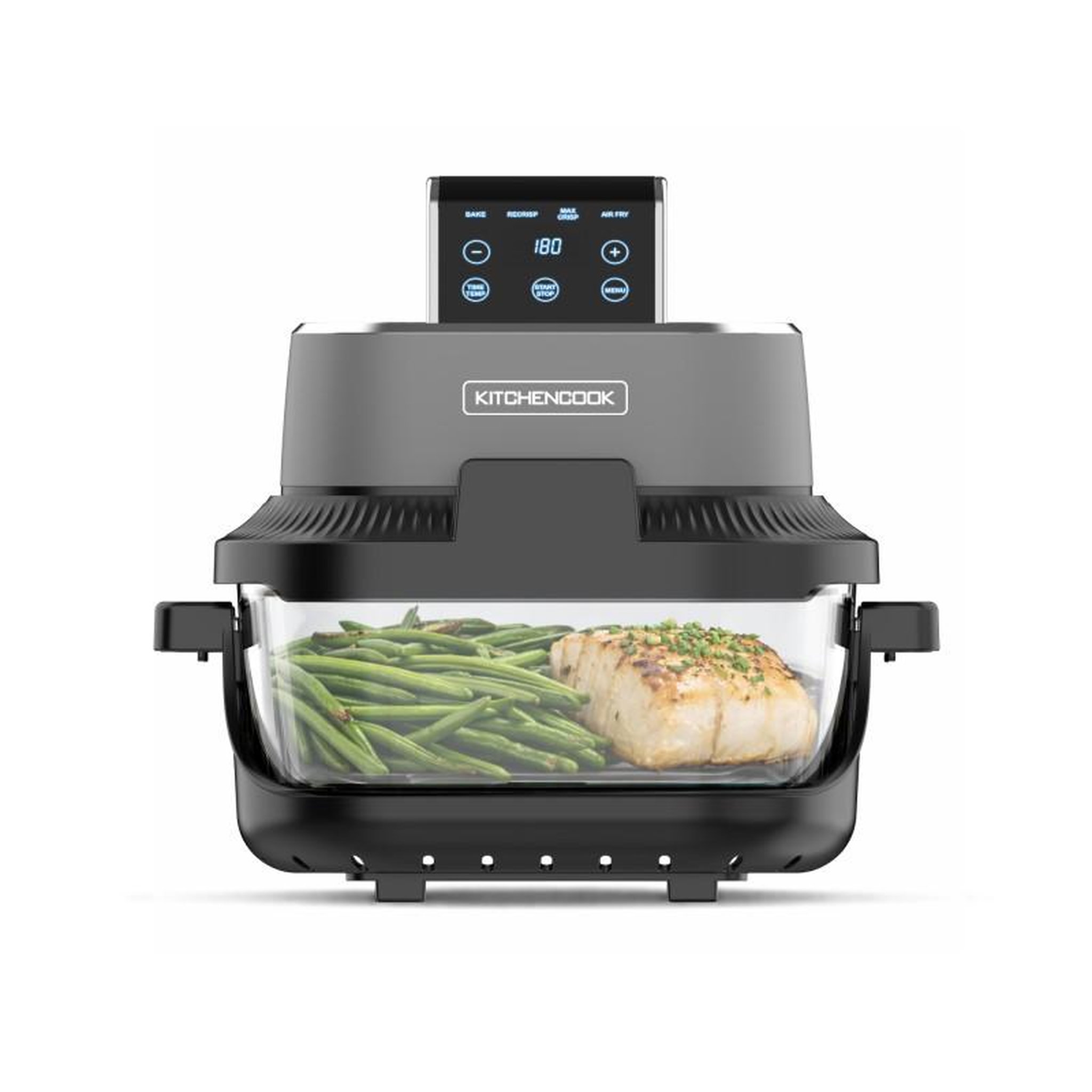 Voir la diapositive 2 : KITCHENCOOK Kitchencook - crispx - friteuse à air panoramique - 2 récipients en verre - 4 programmes - 1500w