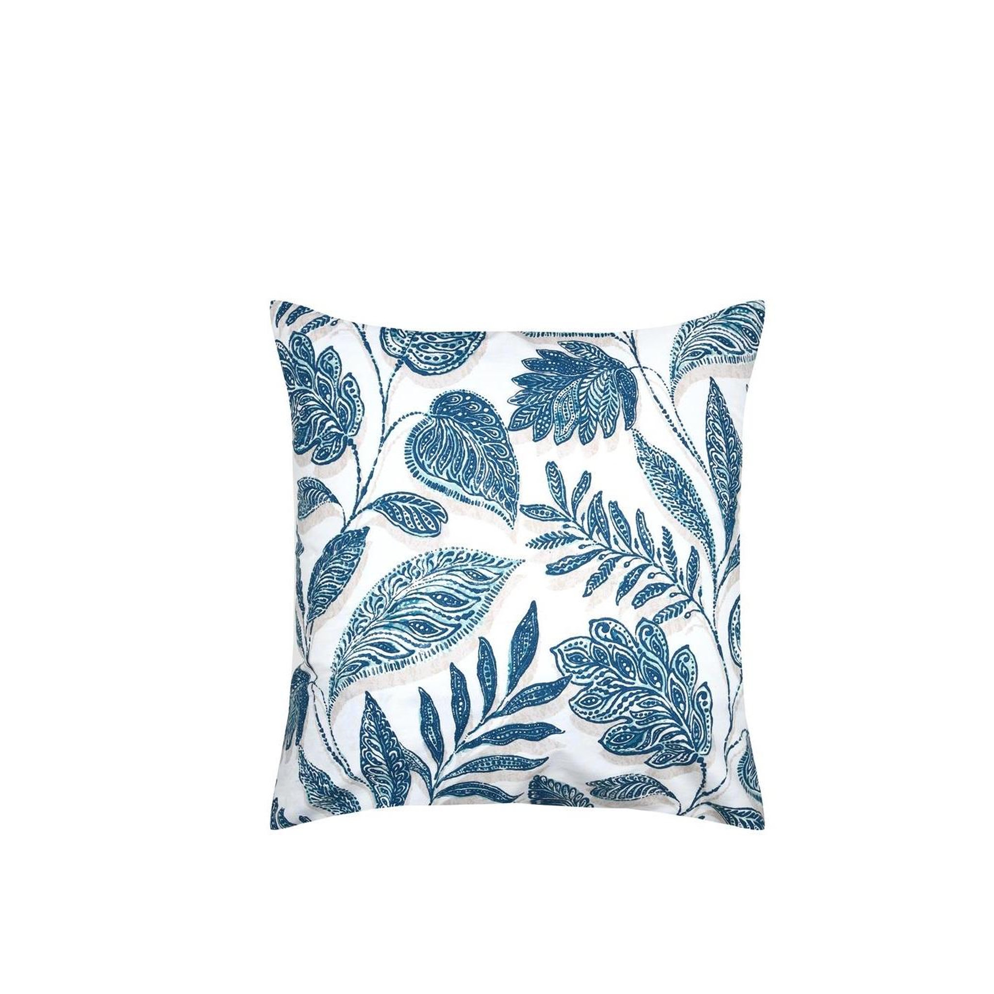 Eden Taie d'oreiller percale de coton motif feuillage 63x63cm