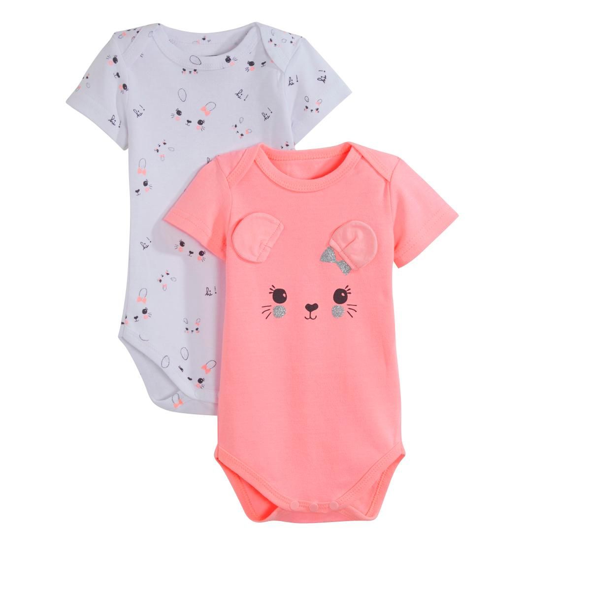 IN EXTENSO Lot de 2 bodies manches courtes bébé fille