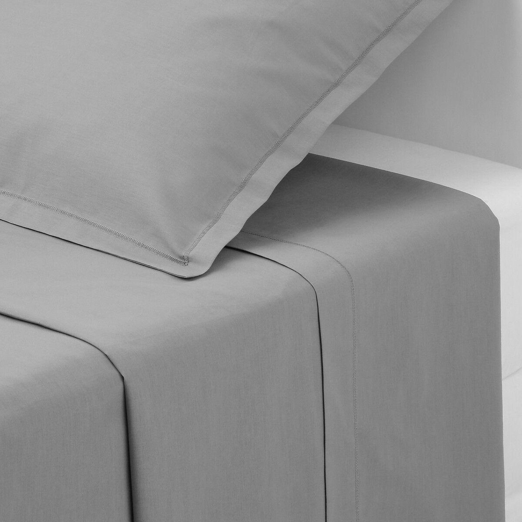 ATMOSPHERA Drap plat 2 personnes  percale  240x290cm gris