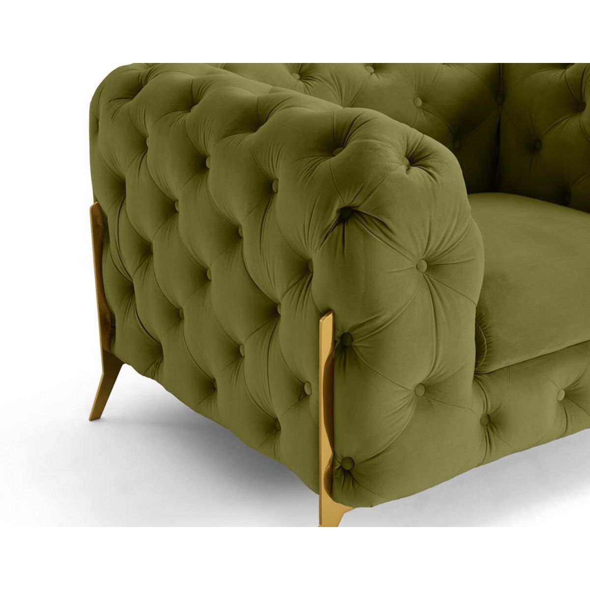 LISA DESIGN Camden - fauteuil chesterfield en velours - pieds en métal doré