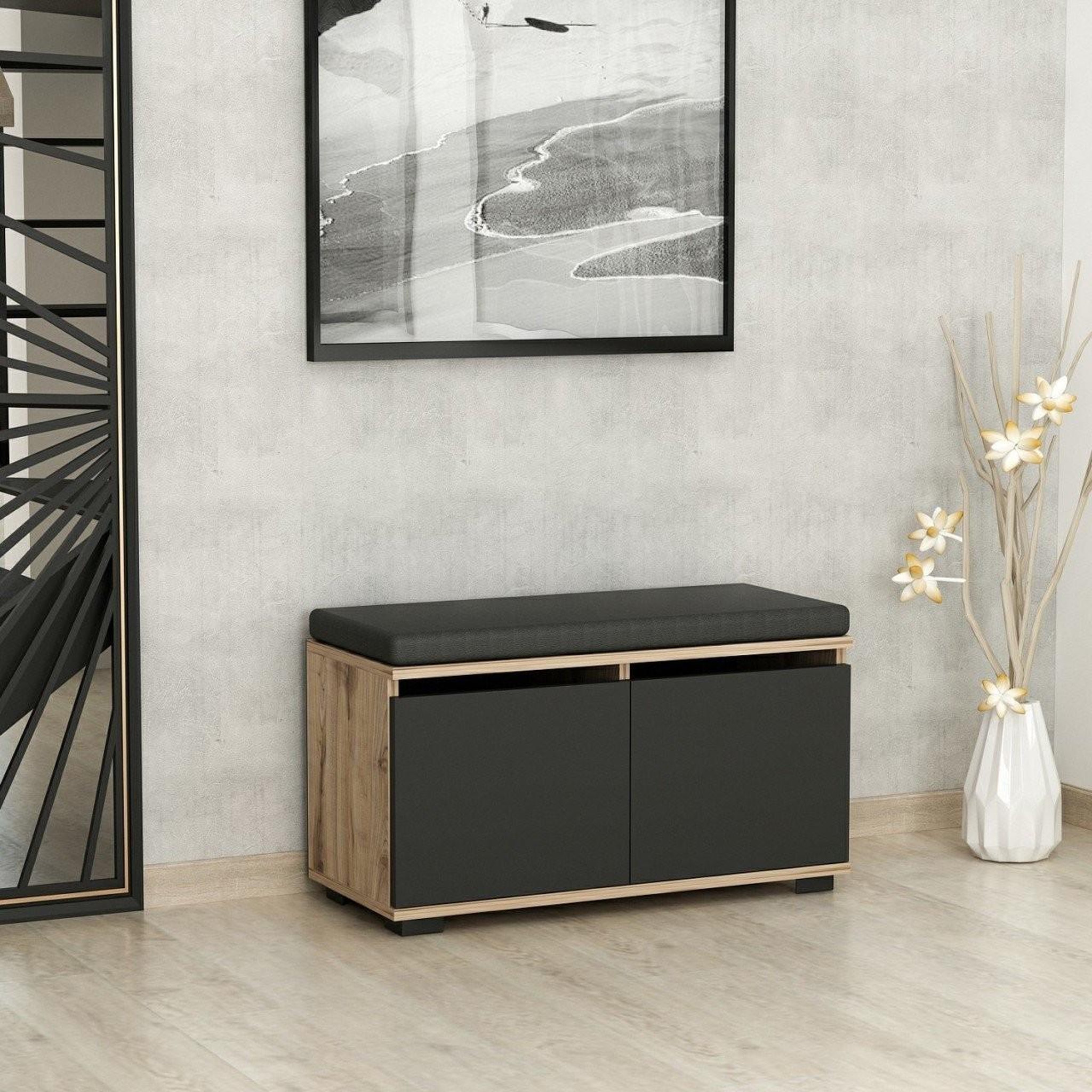 Voir la diapositive 3 : Habitat et Jardin Meuble à chaussures en bois  drago  - 80 x 35 x 42 cm - gris anthracite