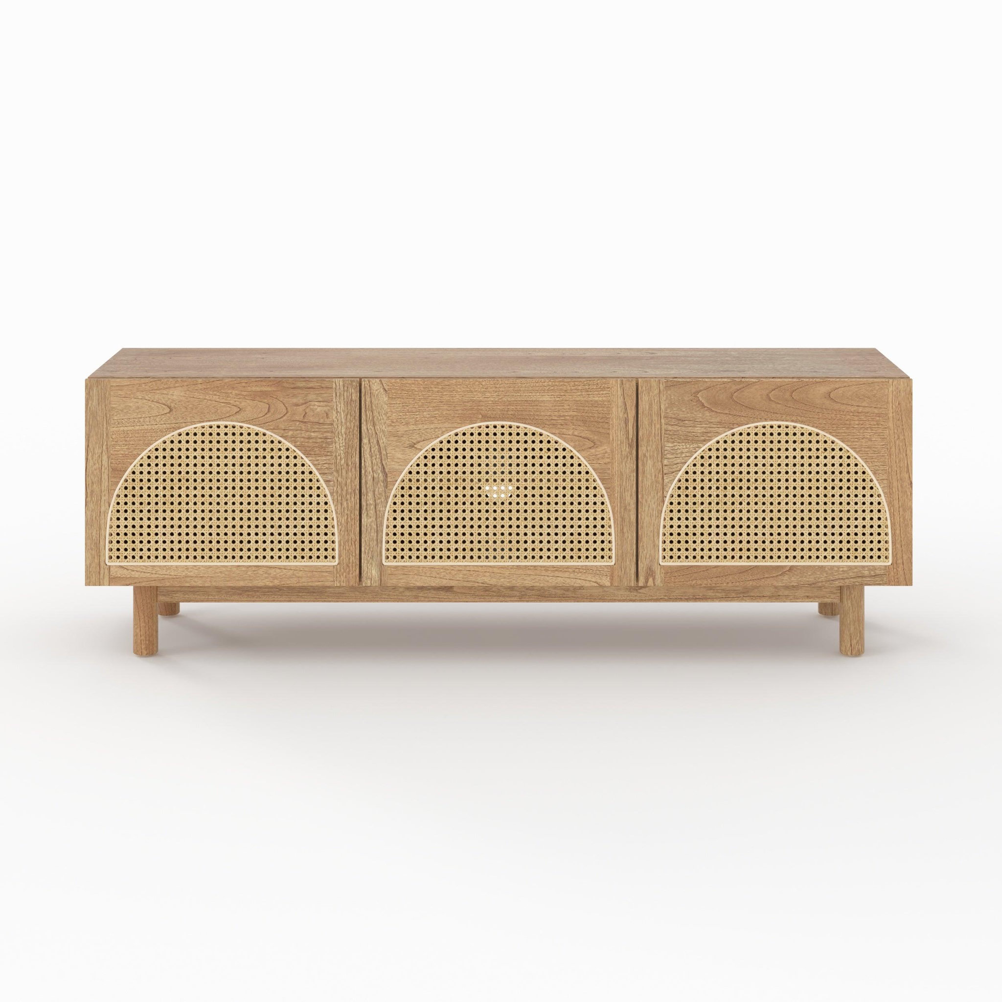 MAISON PAVANE Meuble tv en bois massif de mindi et rotin 160 cm-delya