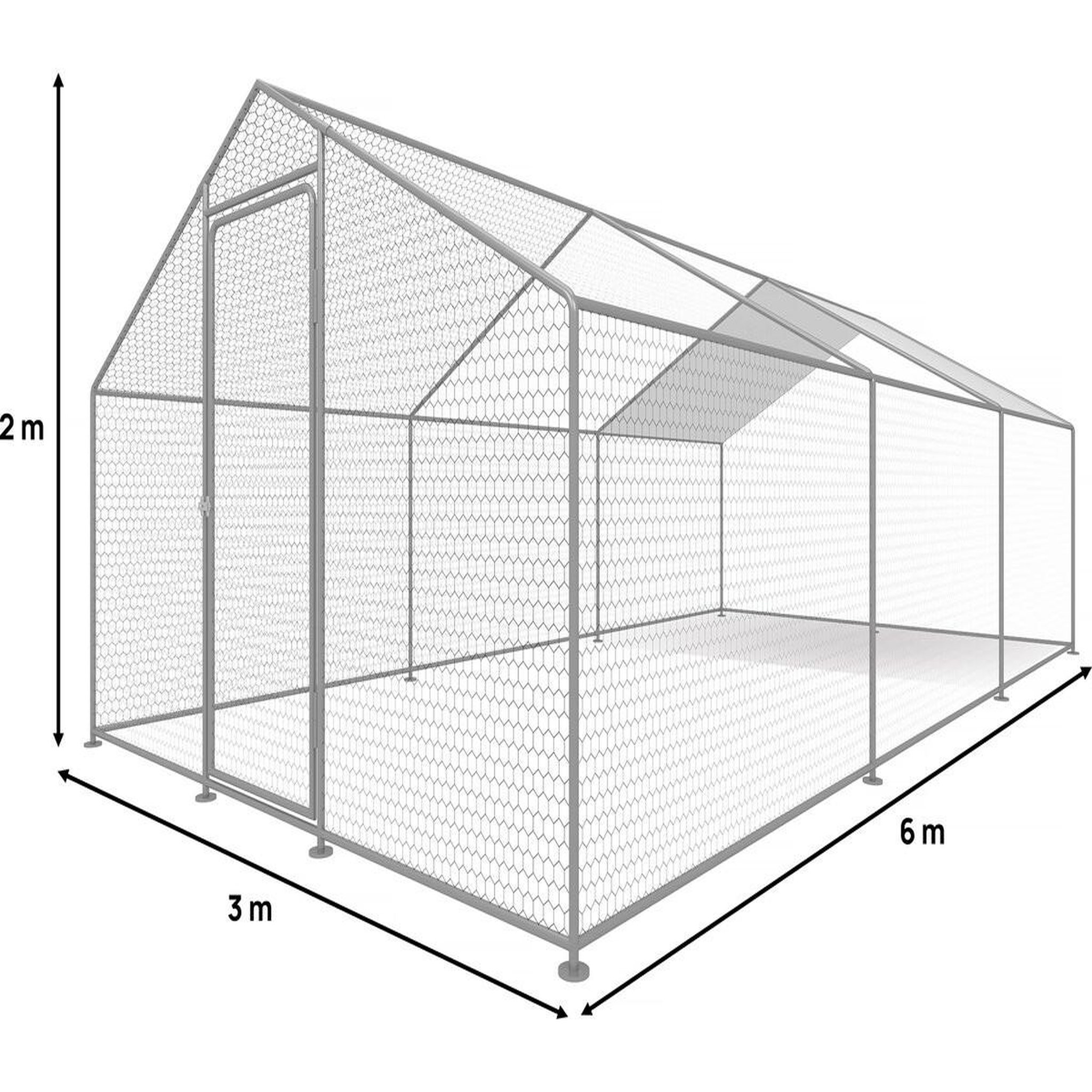 Voir la diapositive 3 : Habitat et Jardin Enclos à poules 18 m² parc grillagé 6 x 3 x 2 M acier galvanisé