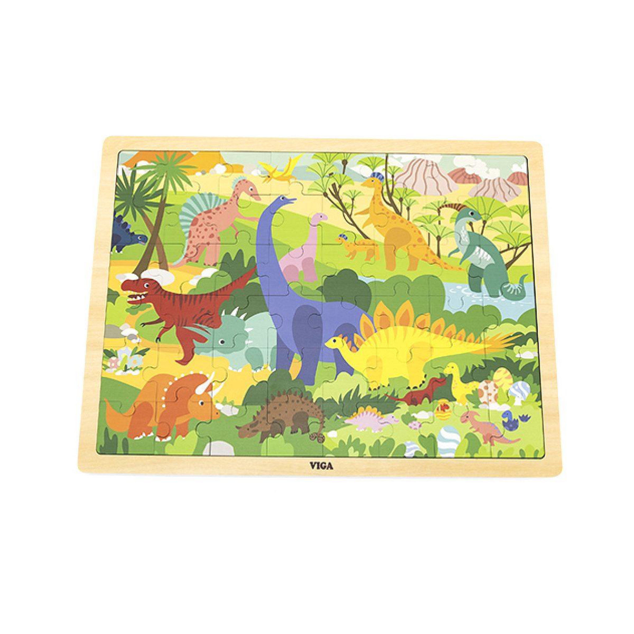 VIGA Puzzle en bois 48 pièces  44584 - monde des dinosaures