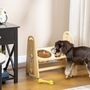 Voir la diapositive 2 : PAWHUT Gamelle double chien chat - porte-gamelles surélevé - hauteur, inclinaison réglables - 2 gamelles acier inox. incluses bois pin