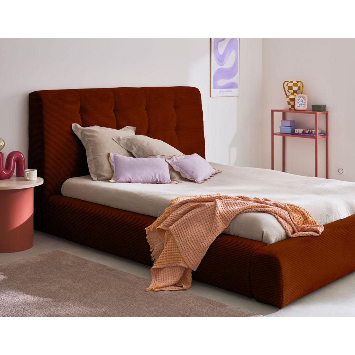 LISA DESIGN Onyx - lit coffre - 180x200 cm - en velours côtelé - sommier inclus
