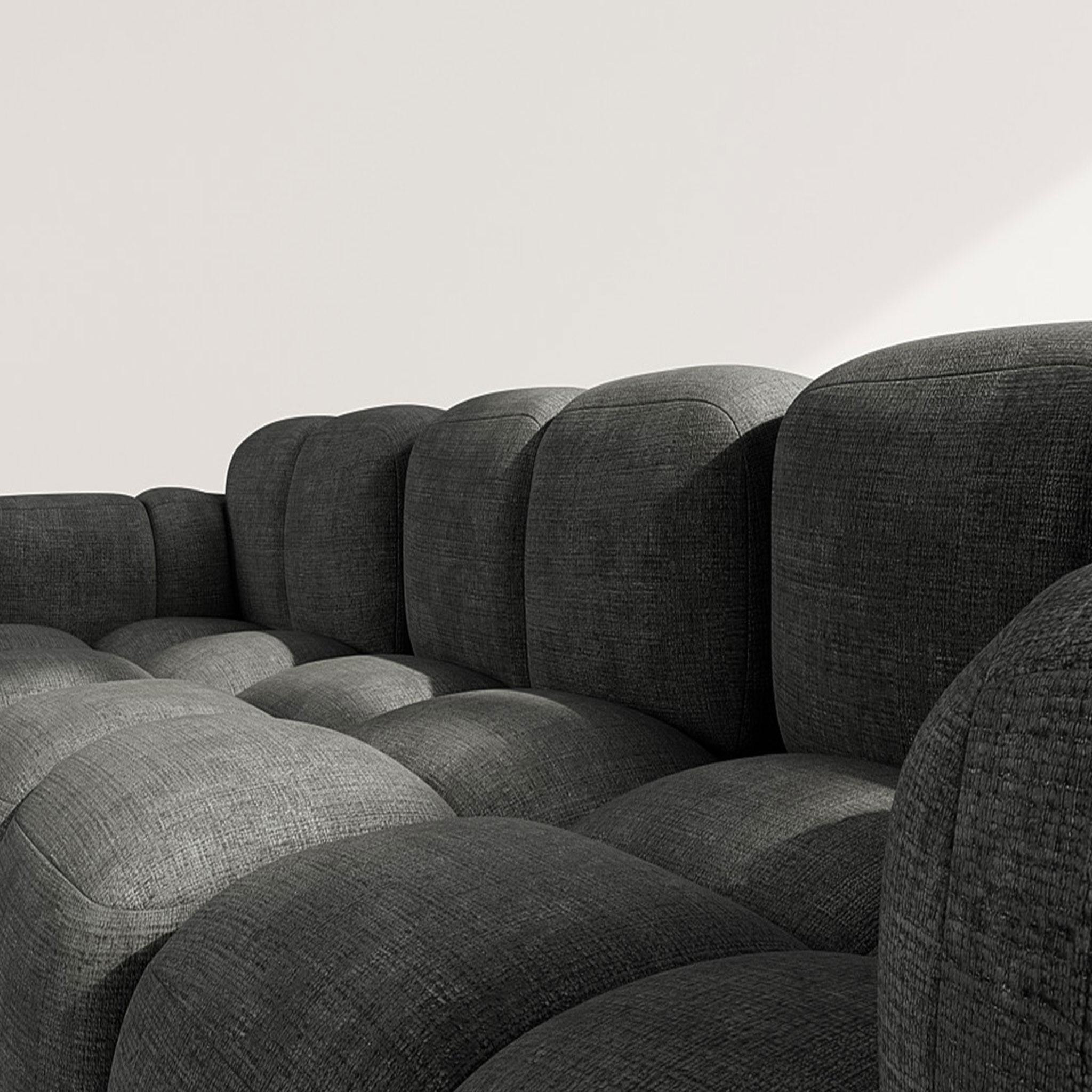 Voir la diapositive 4 : BEST MOBILIER Grace - canapé modulable d'angle réversible 4 places en velours texturé