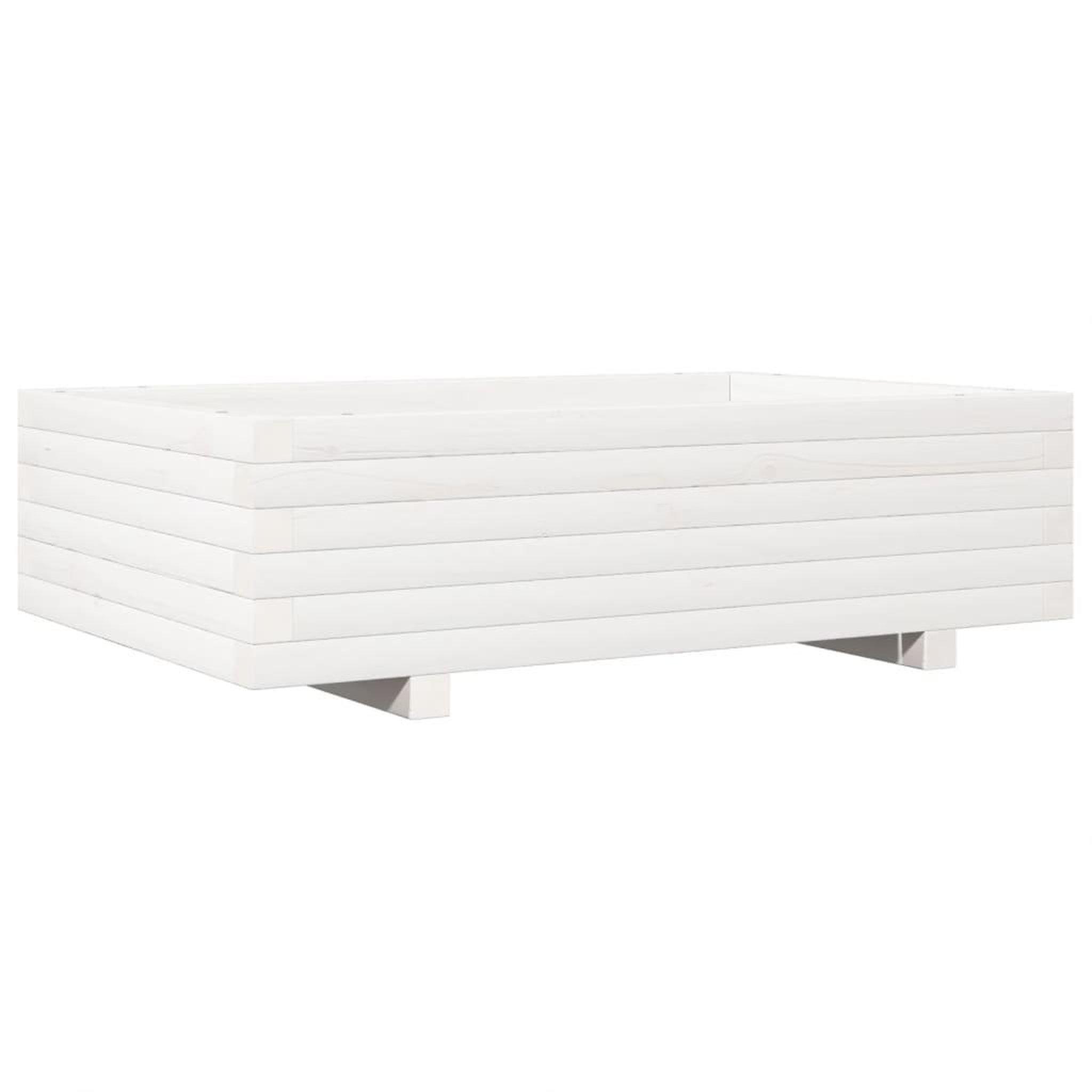 Voir la diapositive 2 : VIDAXL Jardiniere blanc 90x60x26,5 cm bois de pin massif