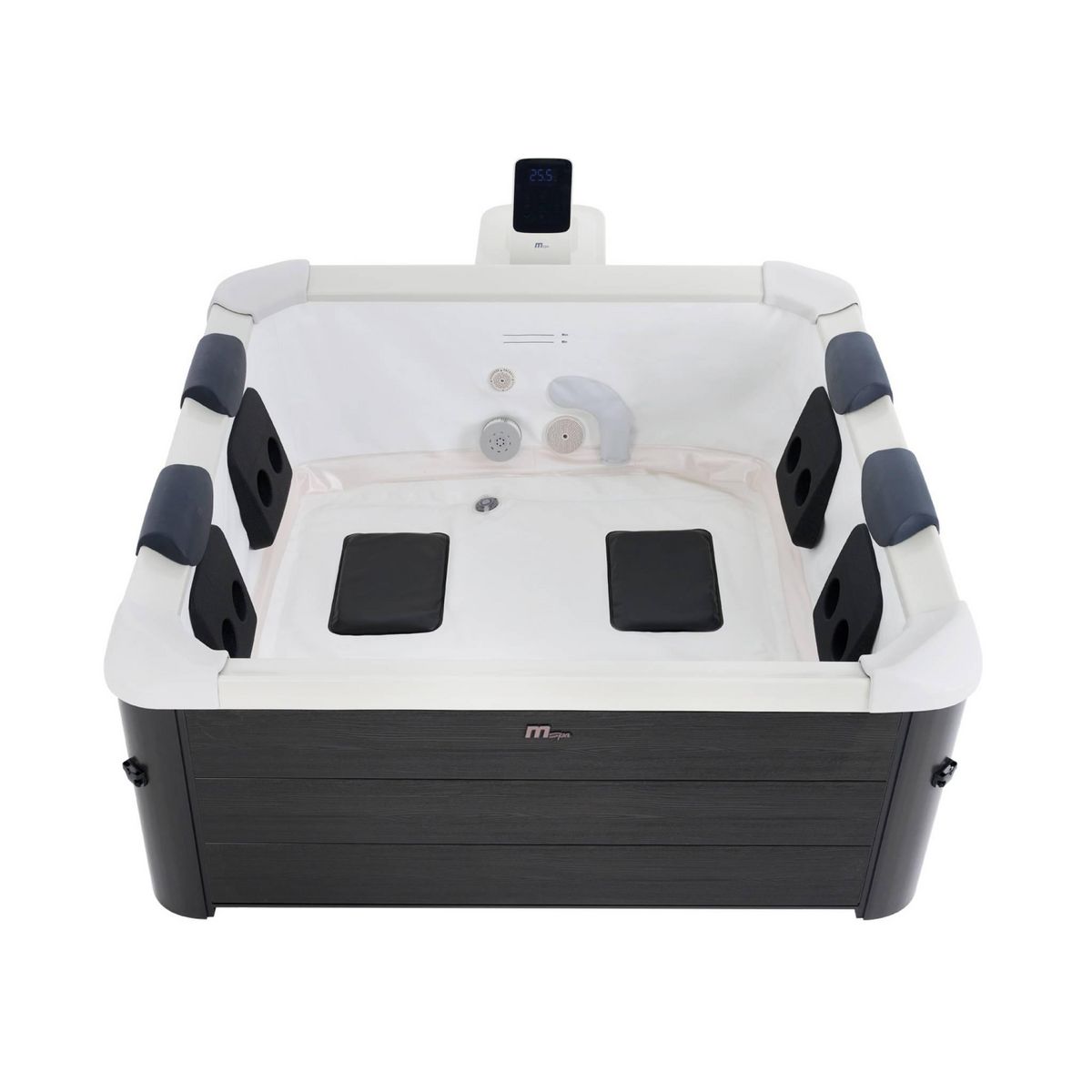 MSpa SPA rigide OSLO Plus MSPA 6 personnes gris. 4 coussins. bâche incluse. hydromassages système. 180 x 180 x 65 cm