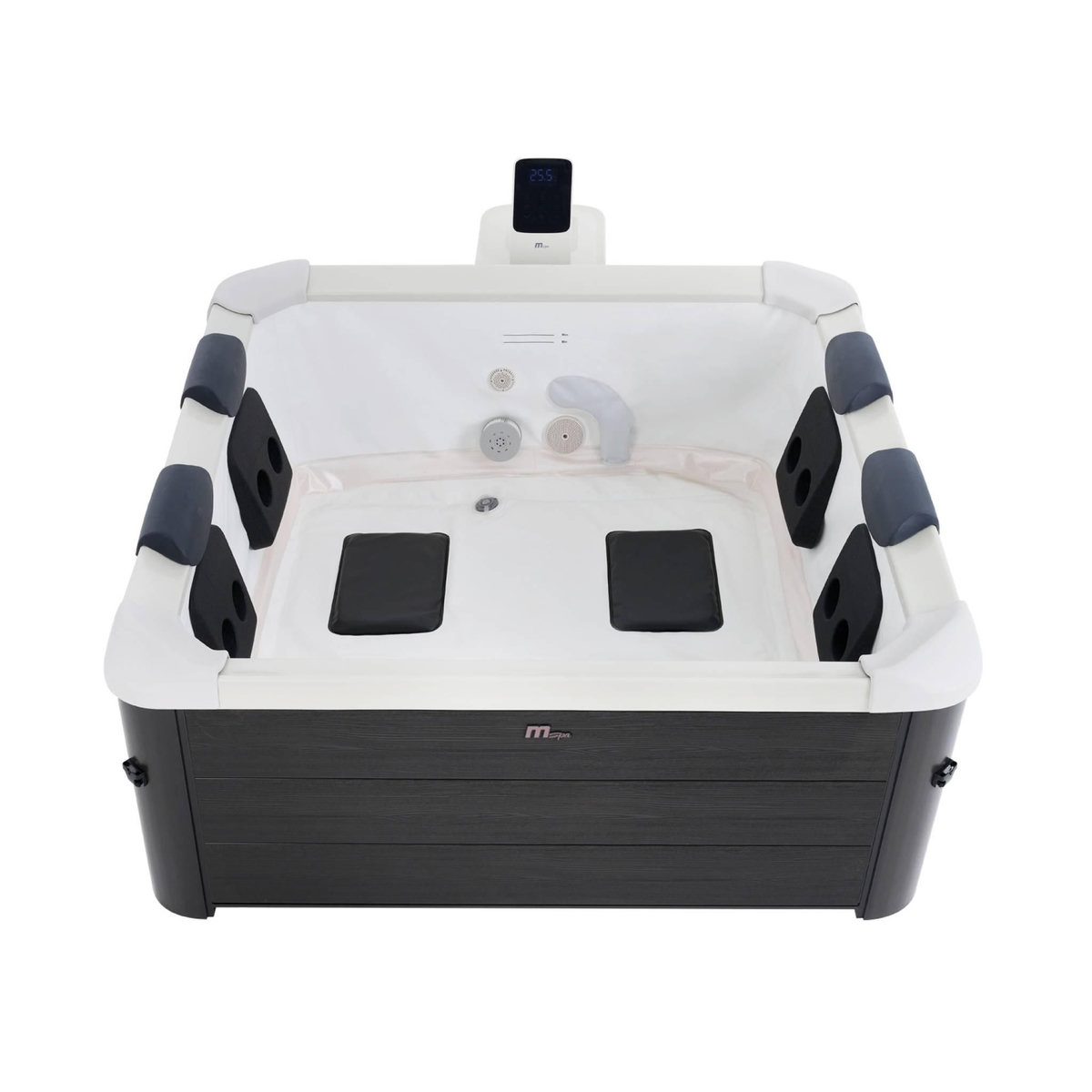 MSpa SPA rigide OSLO Plus MSPA 6 personnes gris. 4 coussins. bâche incluse. hydromassages système. 180 x 180 x 65 cm