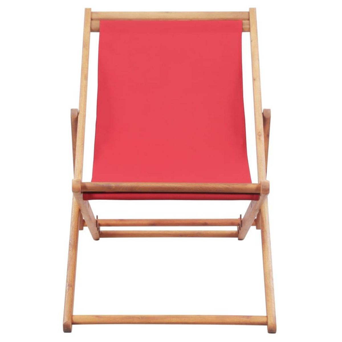 VIDAXL Chaise pliable de plage Tissu et cadre en bois Rouge