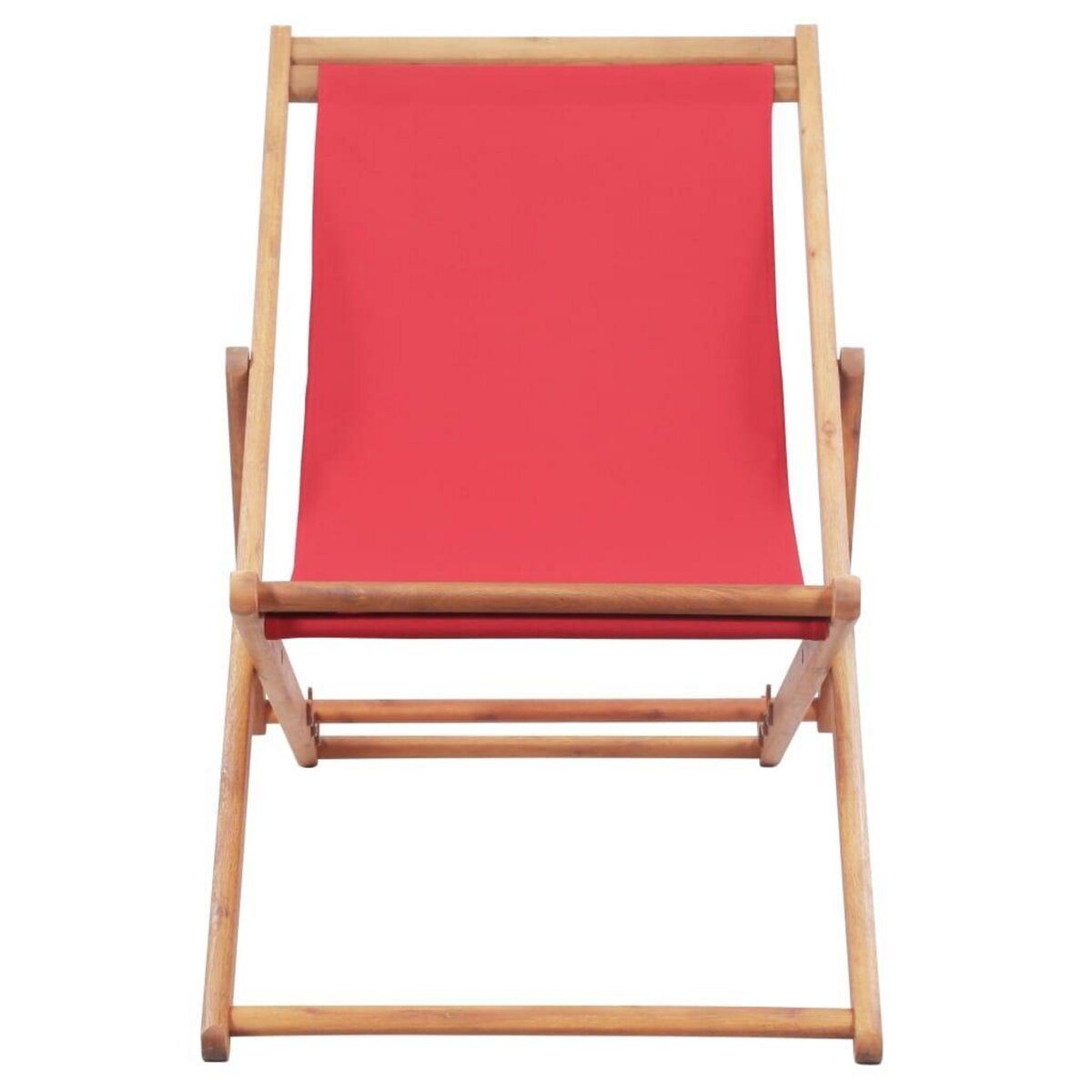 VIDAXL Chaise pliable de plage Tissu et cadre en bois Rouge