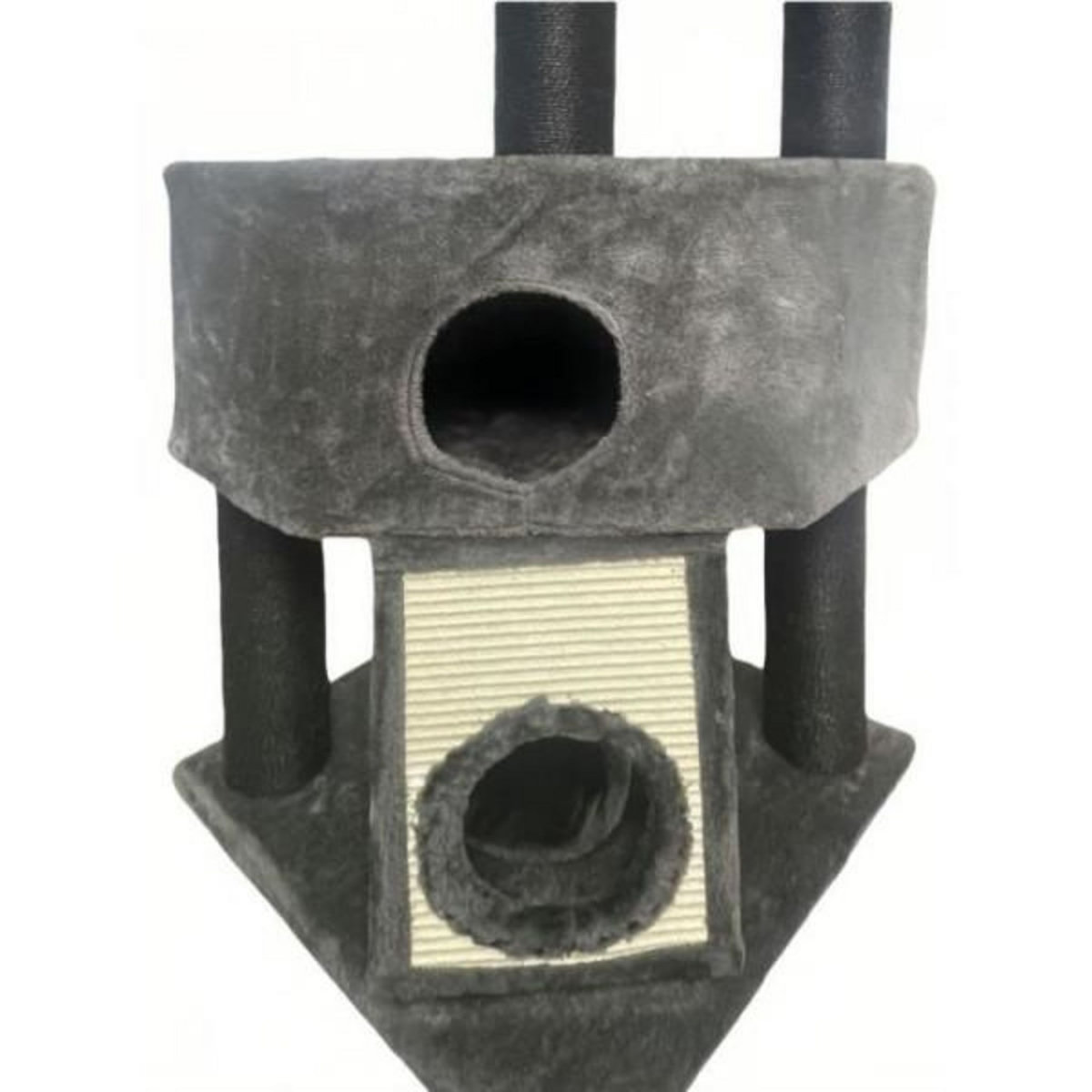 MARKET24 GUILY Arbre a chat stable - Idéal chats taille moyens - 50 x 50 x 141 cm - Gris foncé - 2 plateformes, 1 perchoir, 1 cabane, 1