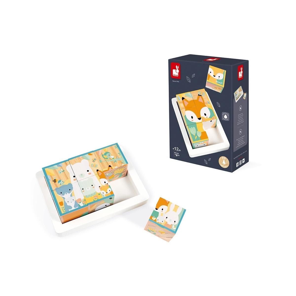 Juratoys-Janod Barquette 6 cubes en bois Pure