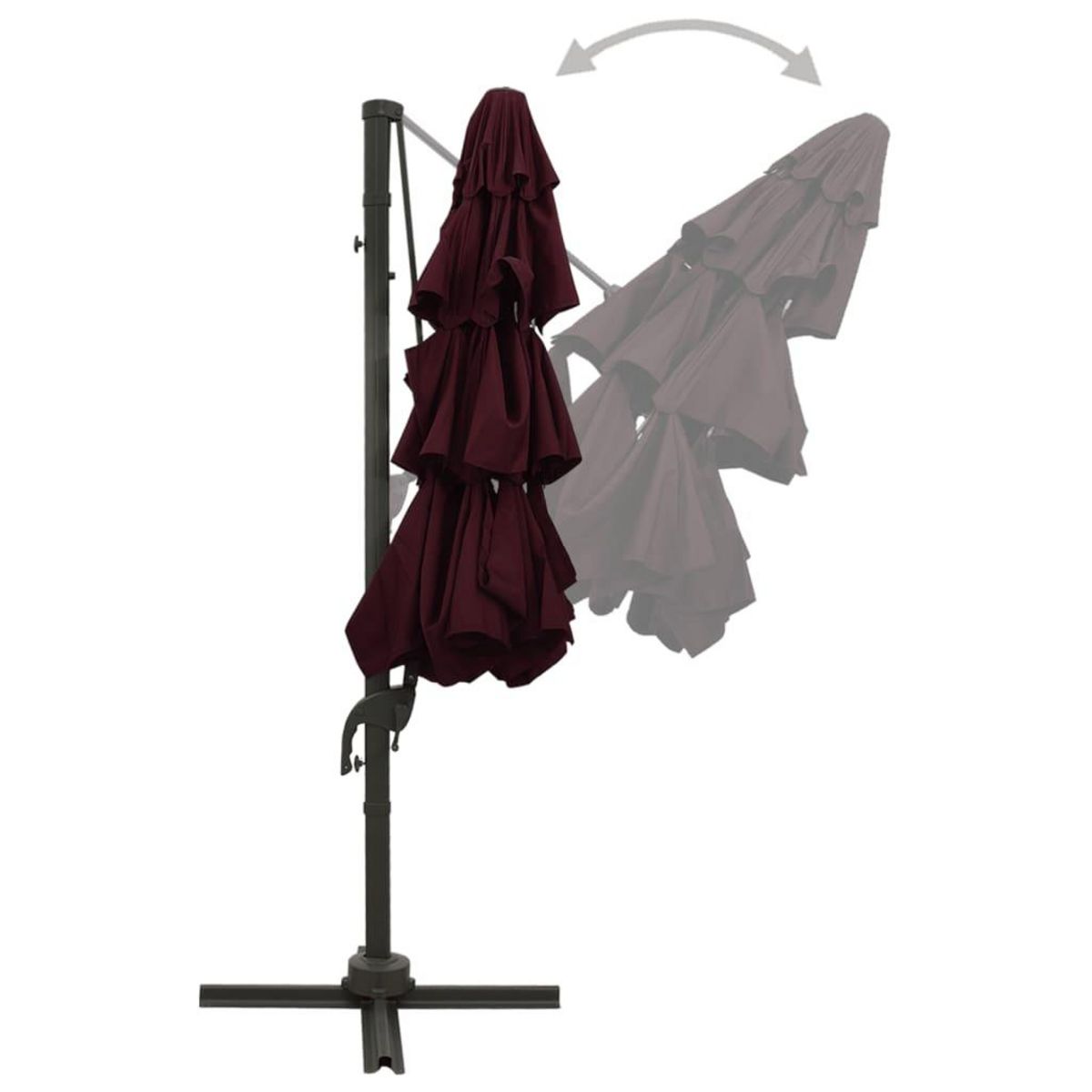VIDAXL Parasol de jardin a 4 niveaux mat en aluminium rouge bordeaux