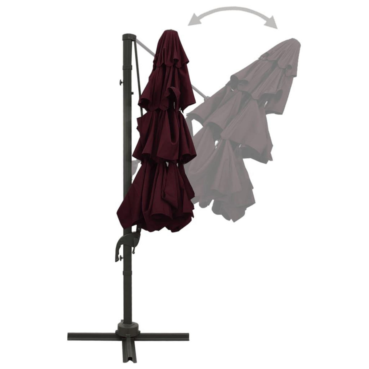 VIDAXL Parasol de jardin a 4 niveaux mat en aluminium rouge bordeaux