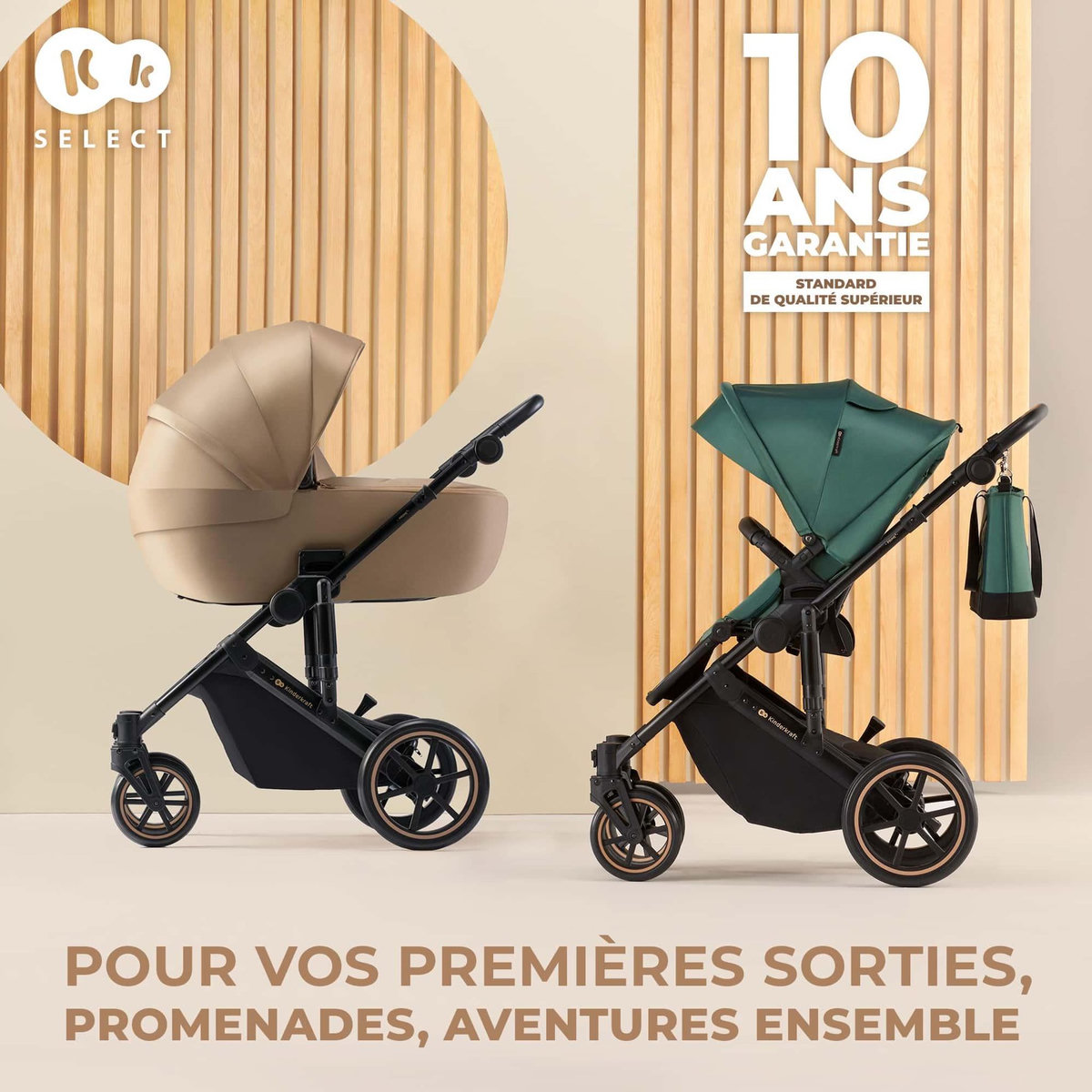 KINDERKRAFT Poussette évolutive 2 en 1 suspension améliorée pour enfants à 22 kg