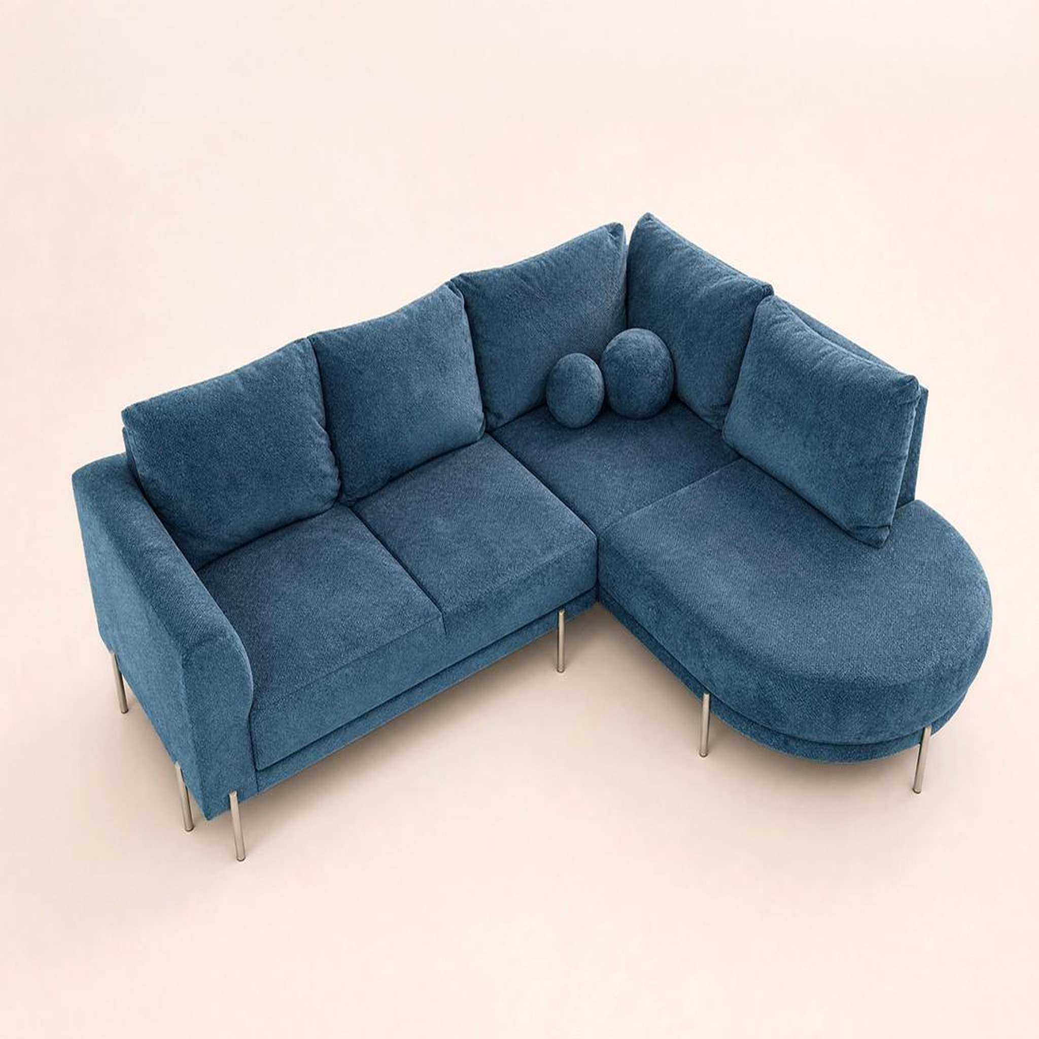 Voir la diapositive 5 : BEST MOBILIER Gabin - canapé d'angle droit 5 places en velours texturé