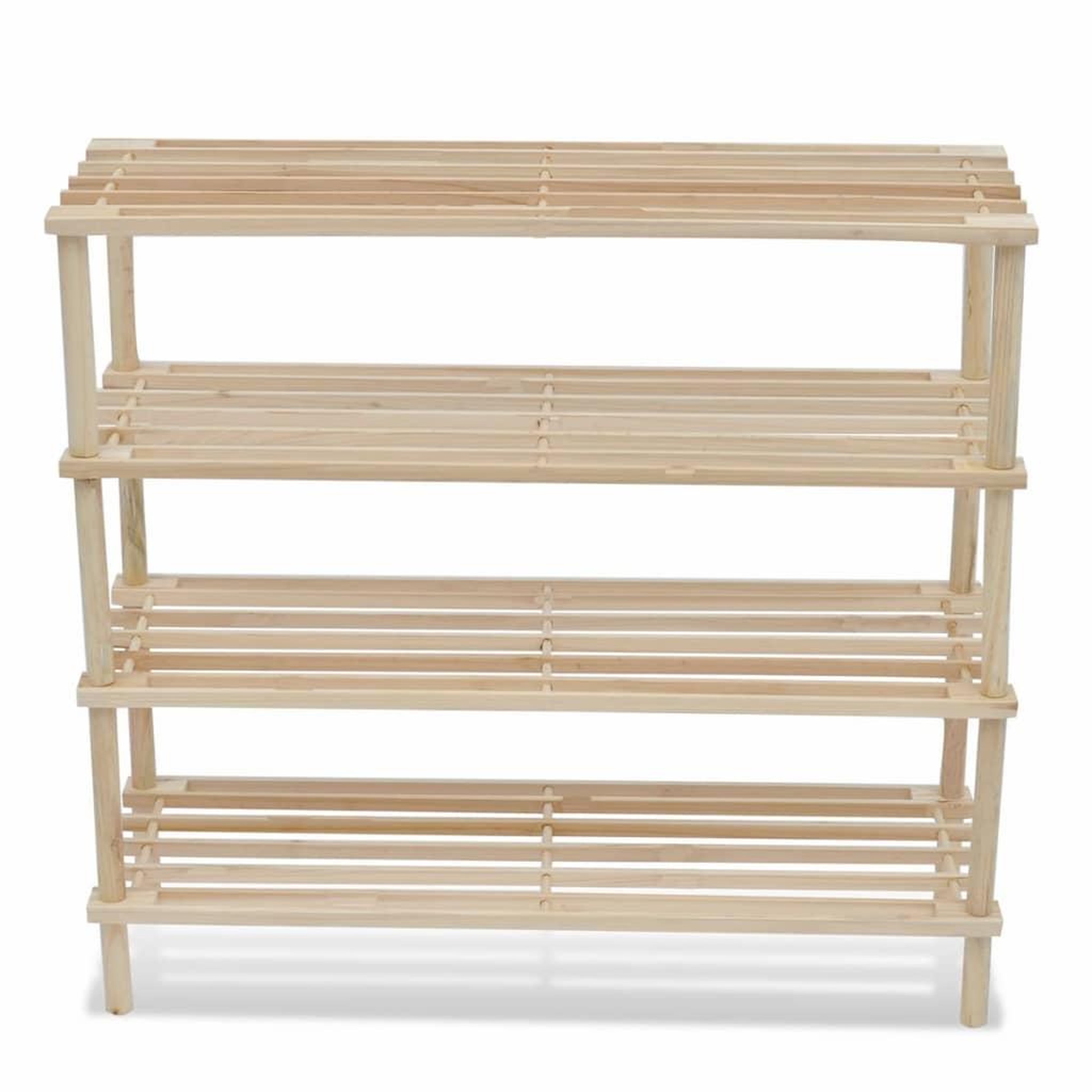Voir la diapositive 3 : VIDAXL Range-chaussures a 4 etageres 2 pcs Bois de sapin solide