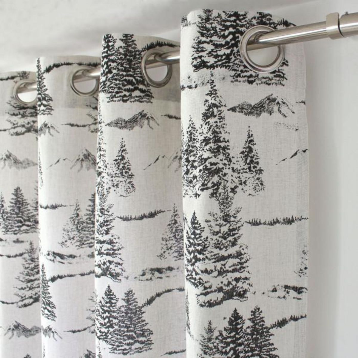 Paris Prix Rideau de Noël à Œillets  Ebène  140x240cm Écru & Anthracite