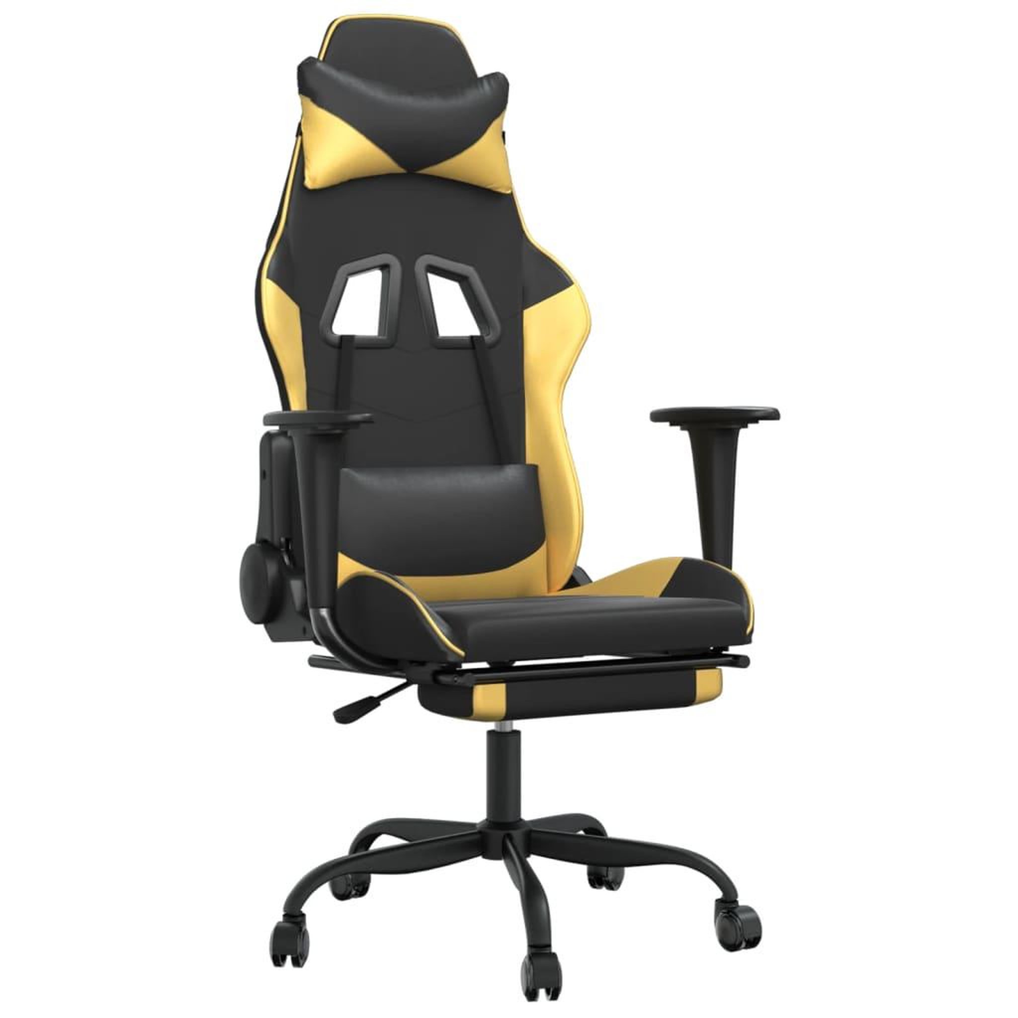 Voir la diapositive 2 : VIDAXL Chaise de jeu de massage avec repose-pied Noir&Dore Similicuir