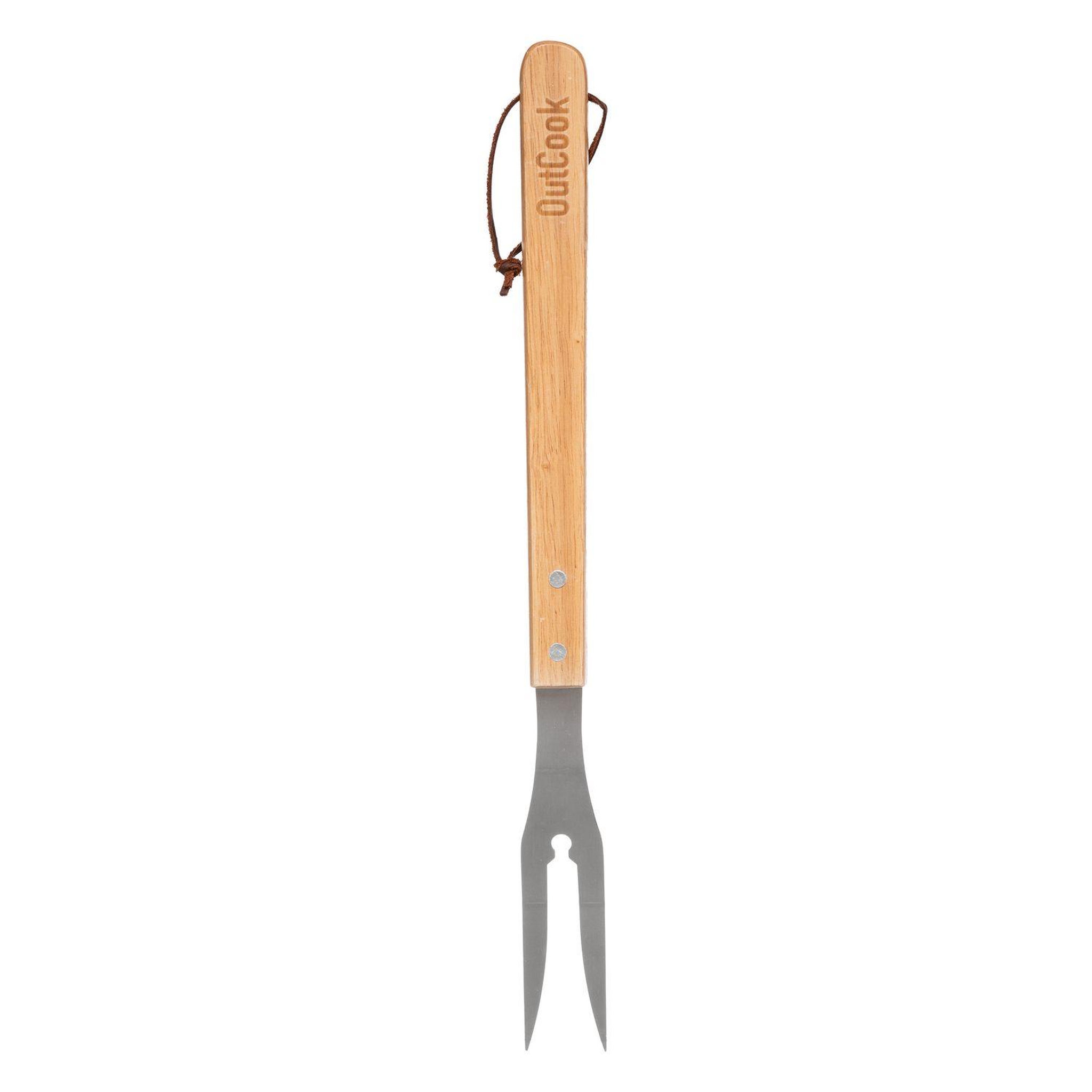 Voir la diapositive 2 : NEKA 3 Ustensiles pour barbecue en inox et manche en bois