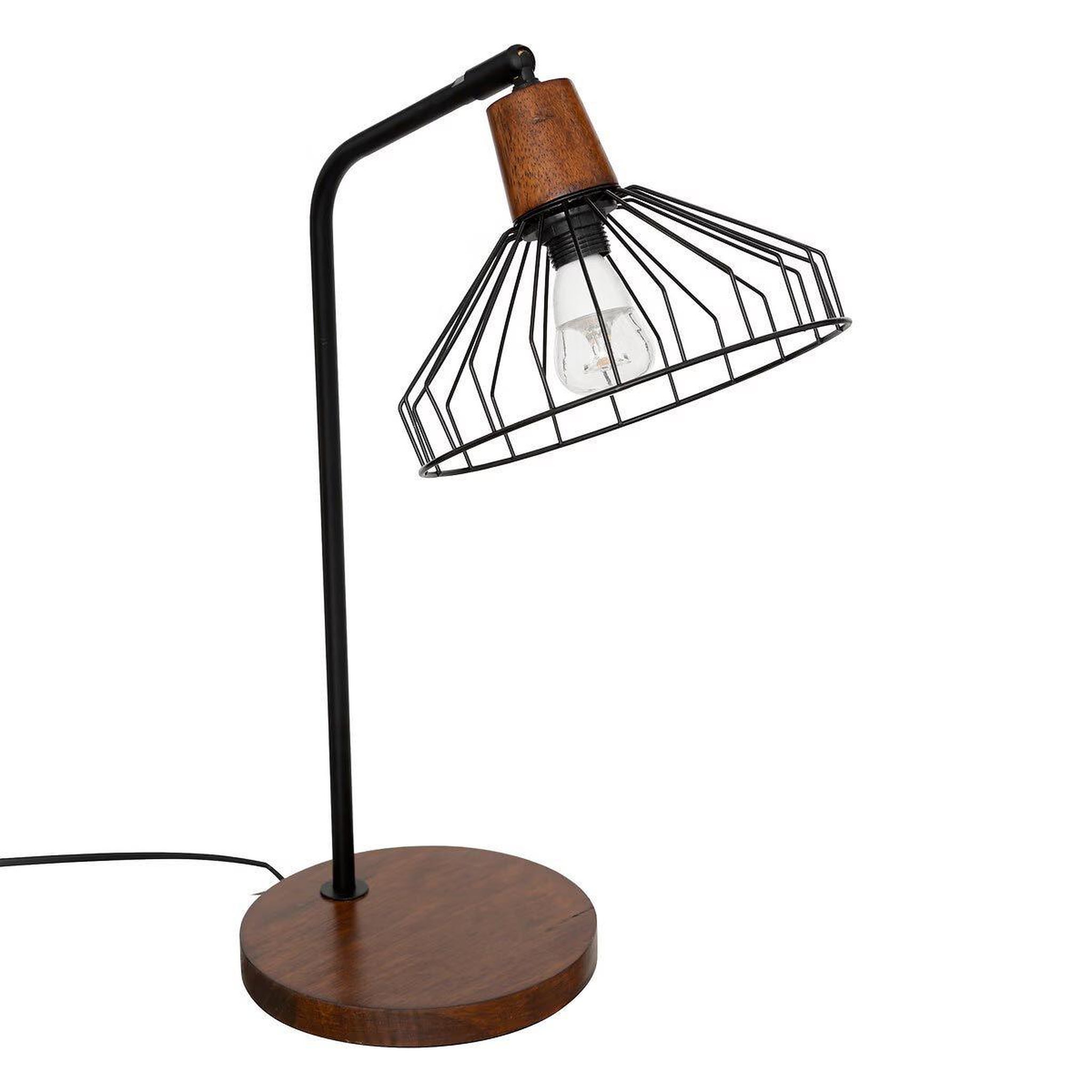 Voir la diapositive 1 : ATMOSPHERA Lampe à poser en bois  café  47cm noir