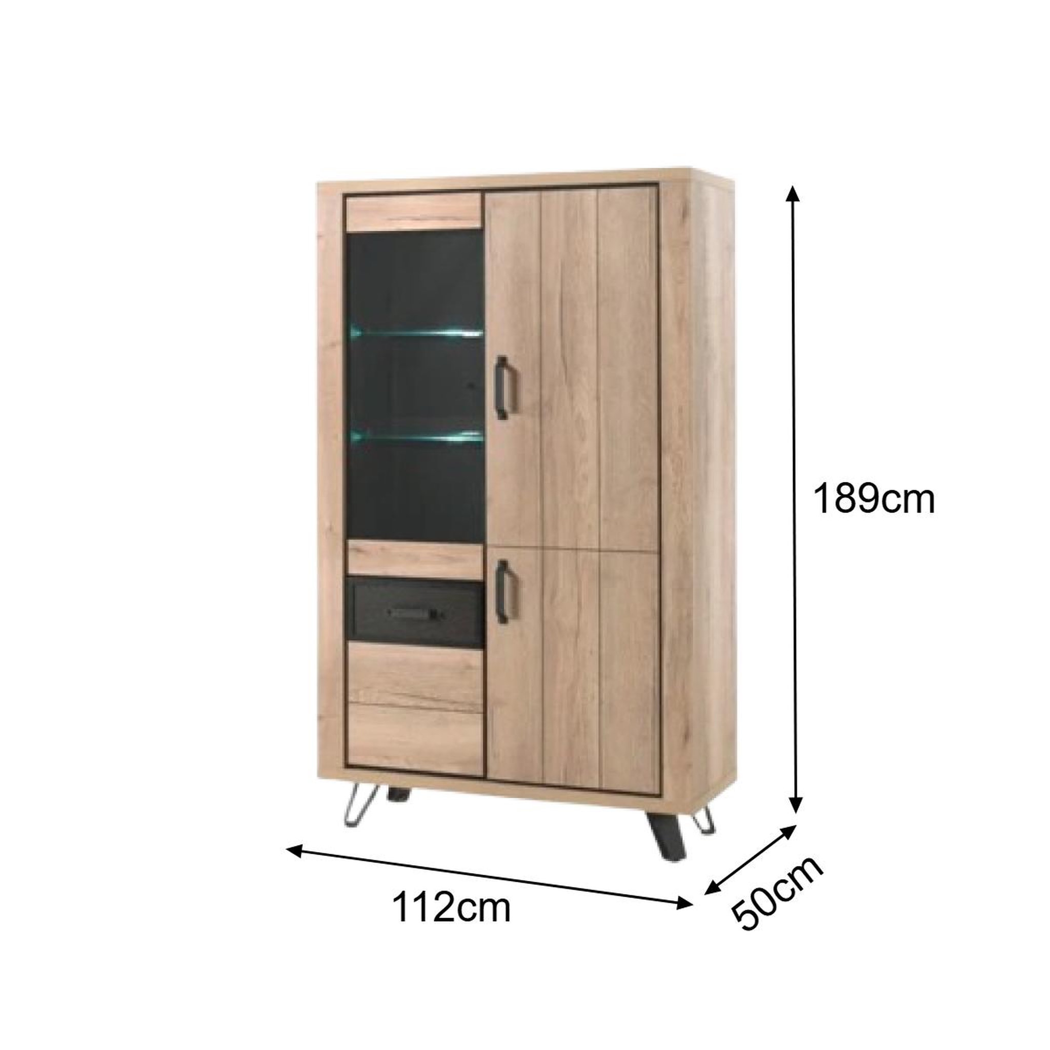 Voir la diapositive 5 : JLC KREATION Vitrine industrielle 3 portes + 1 vitrée bois et métal ERIA