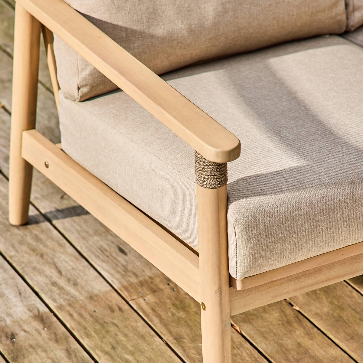 SWEEEK Salon de jardin bois d'acacia et cordes 4 places naturel - Lazuli