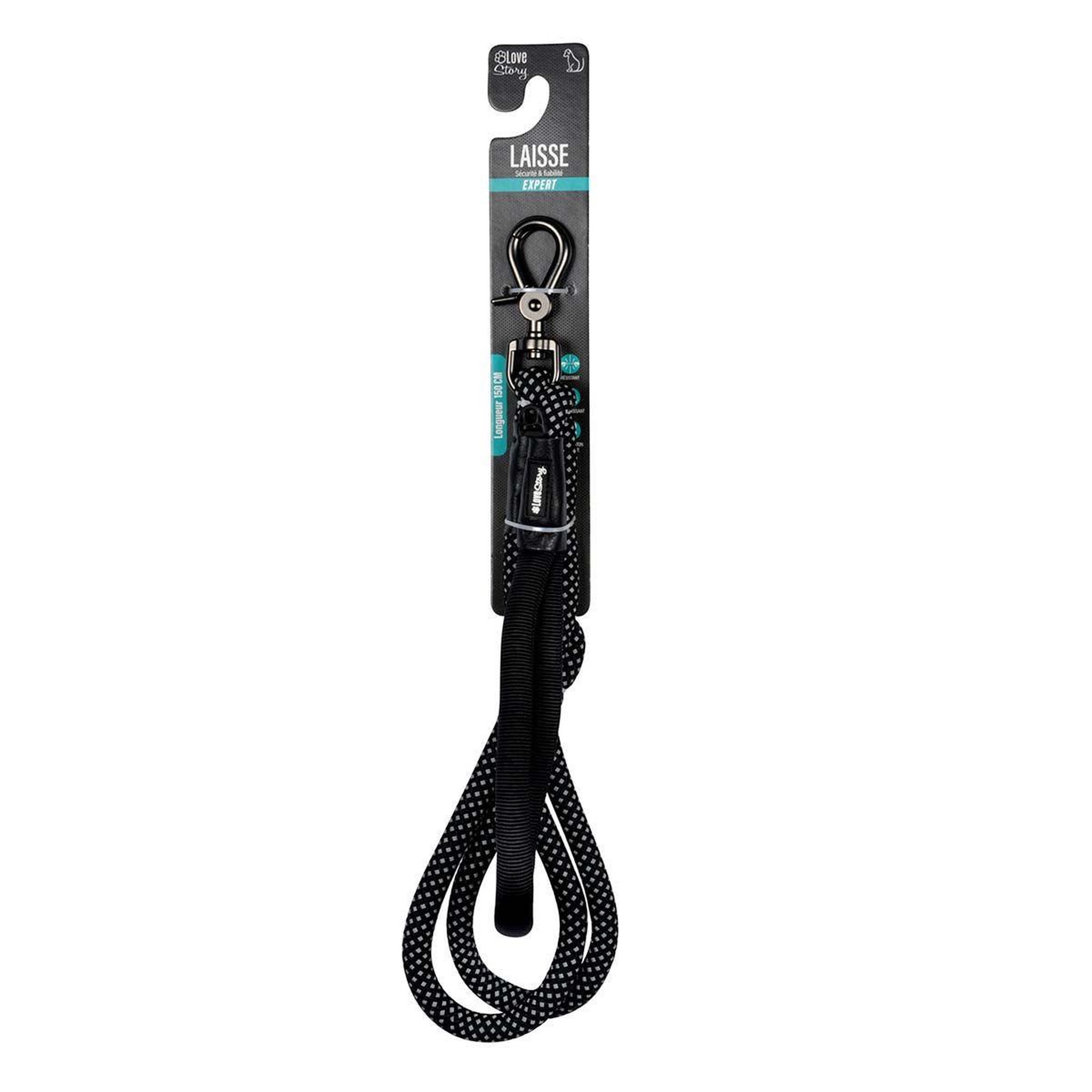 Voir la diapositive 2 : HOMEA Laisse pour chien  corde expert  150cm noir