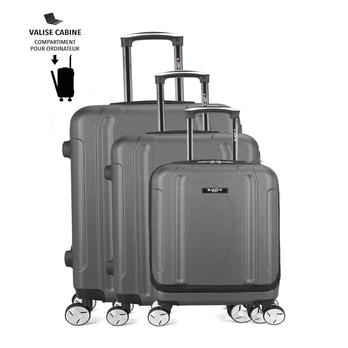 BLUESTAR BLUESTAR - Set de 3 Valises BALTIMORE 75 cm 4 Roues