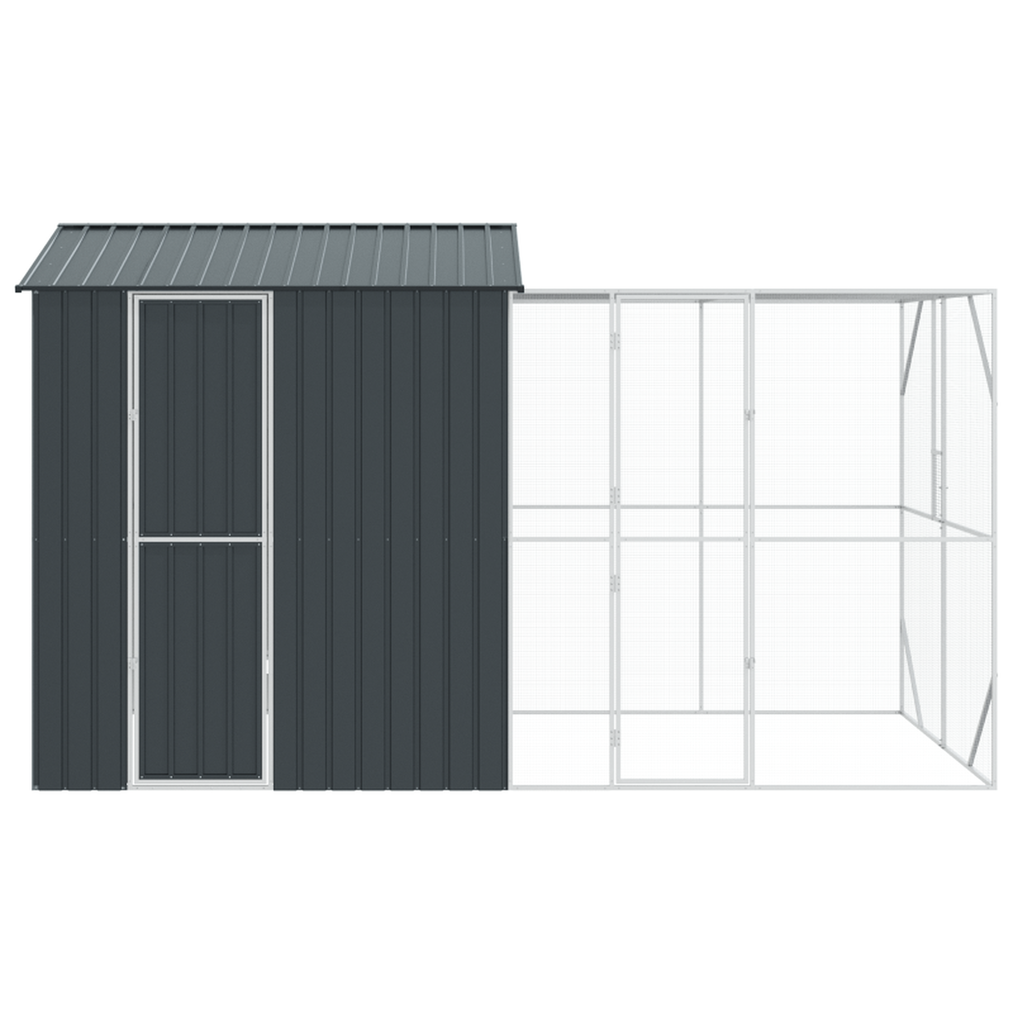 Voir la diapositive 6 : VIDAXL Aviary pour oiseaux avec extension anthracite 210x421x247 cm en acier